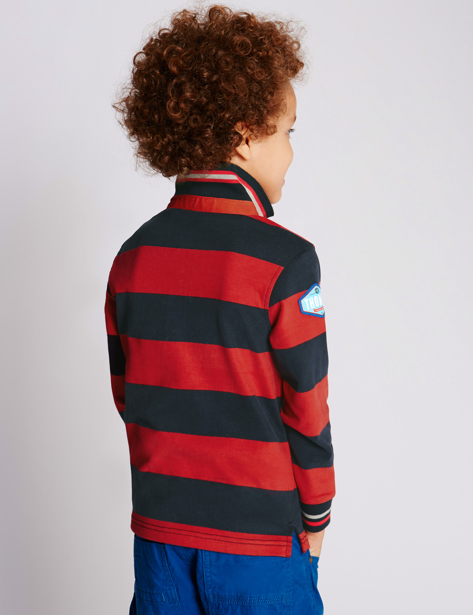 Pure Cotton Thomas & Friends™ Striped Rugby Top (1-6 Years) Image 2 of 4