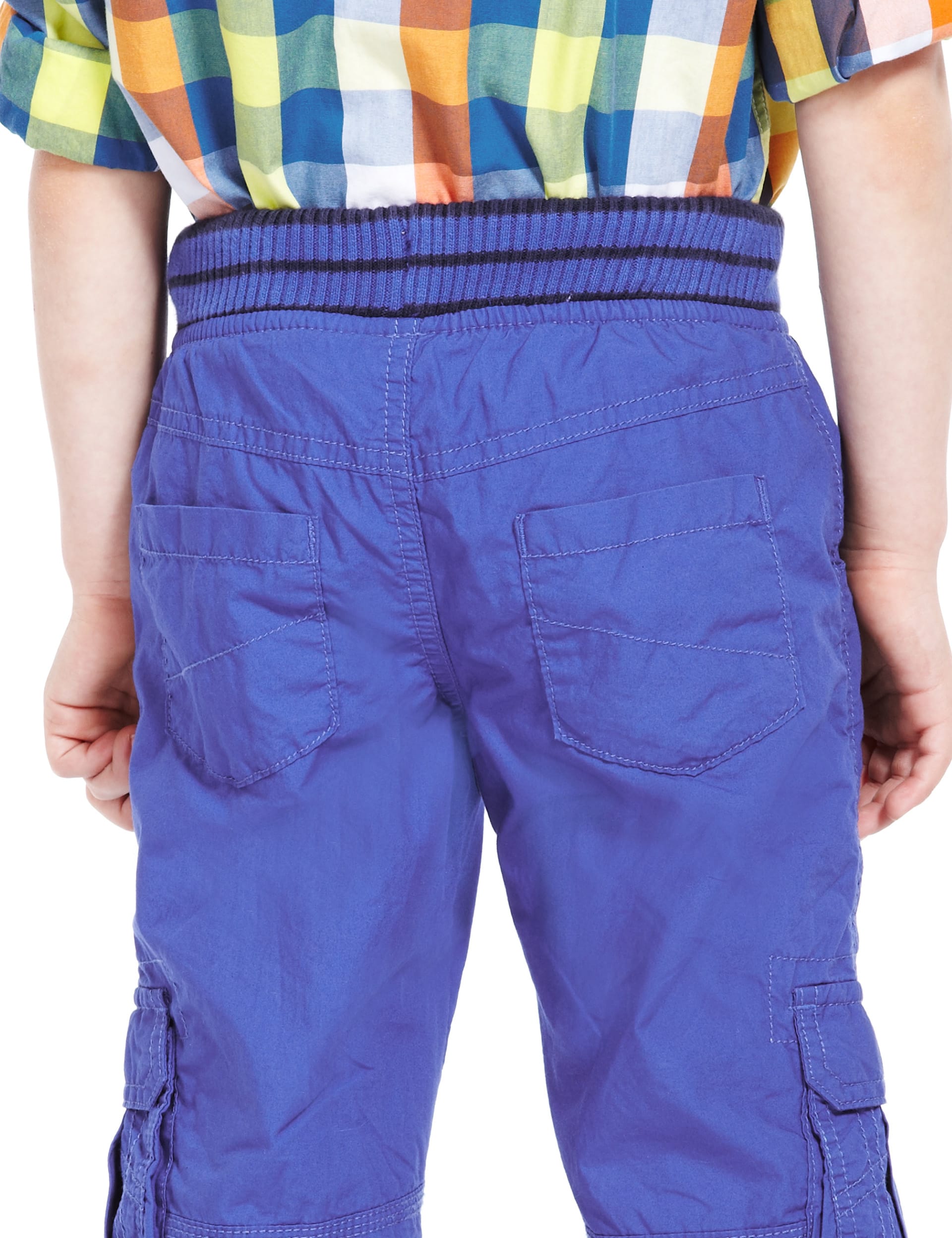 Pure Cotton Flightcloth Adjustable Waist Cargo Trousers (1-7 Years) Image 2 of 4