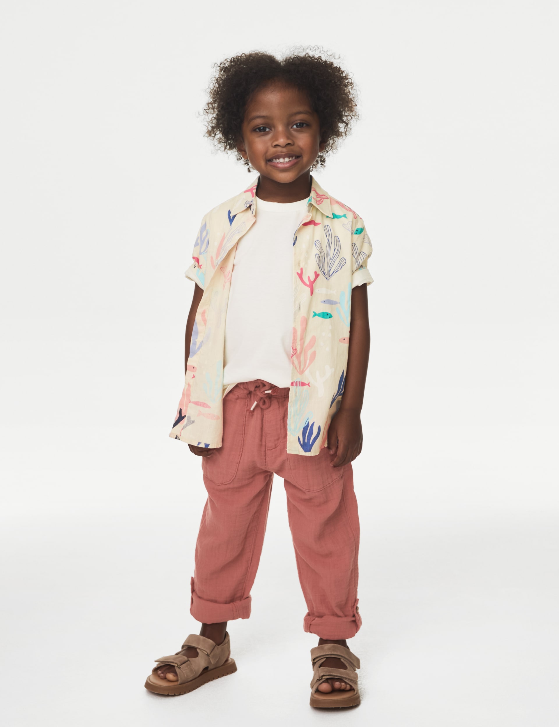 Pure Cotton Drawstring Trousers (2–8 Yrs)