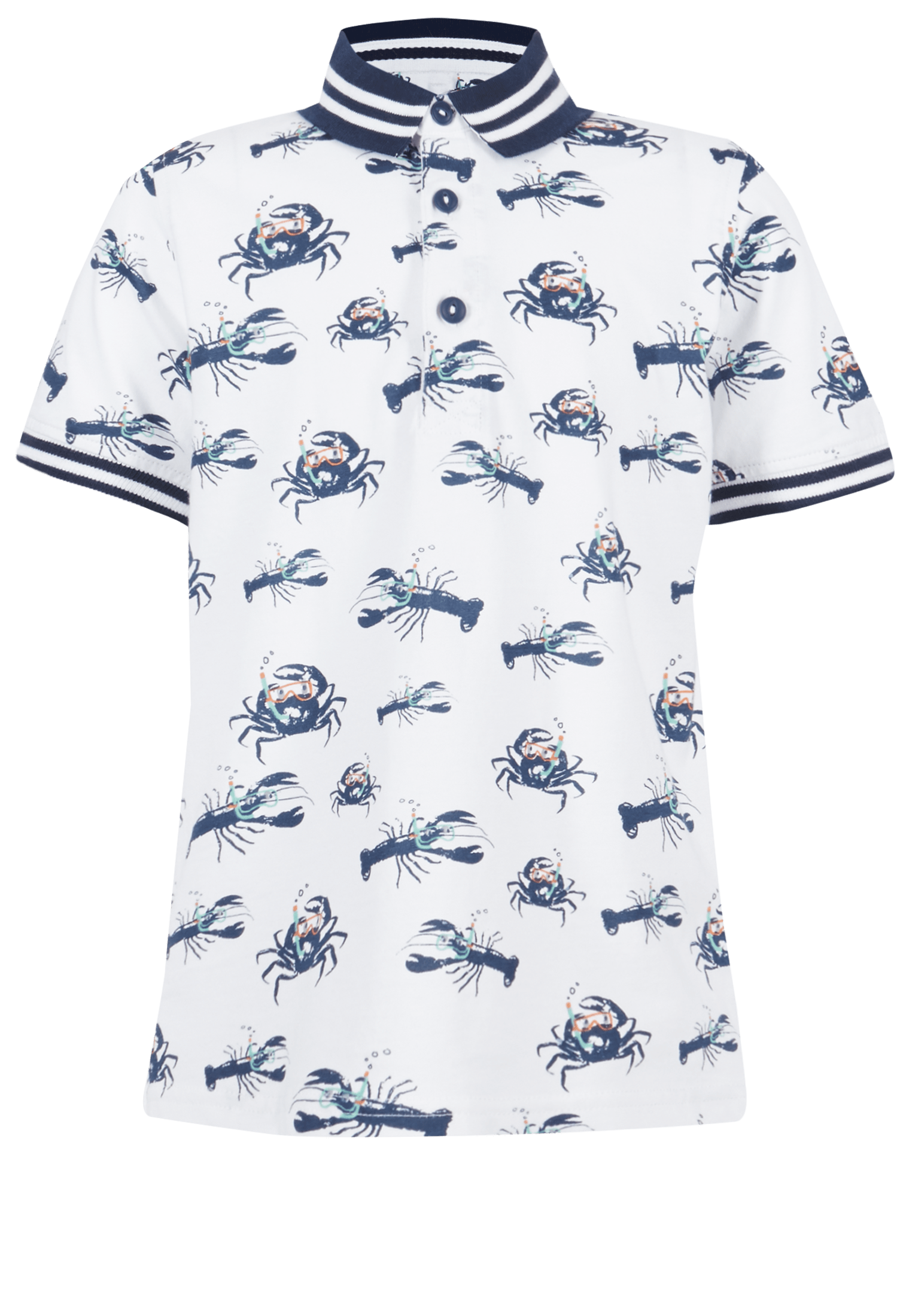 Pure Cotton Crab Print Polo Shirt (1-7 Years) Image 2 of 4