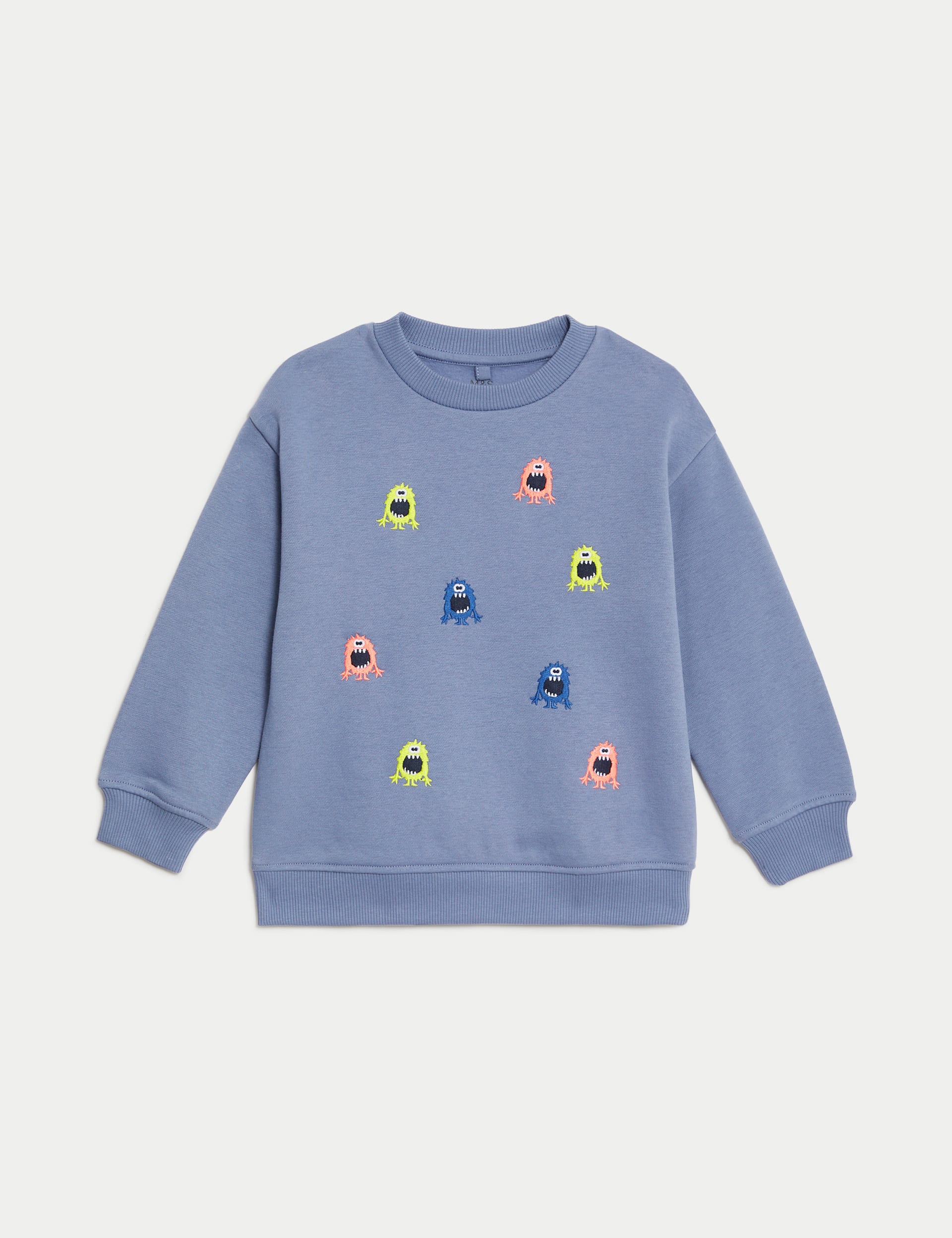 Cotton Rich Monster Embroidered Sweatshirt (2-8 Yrs) | M&S Collection | M&S