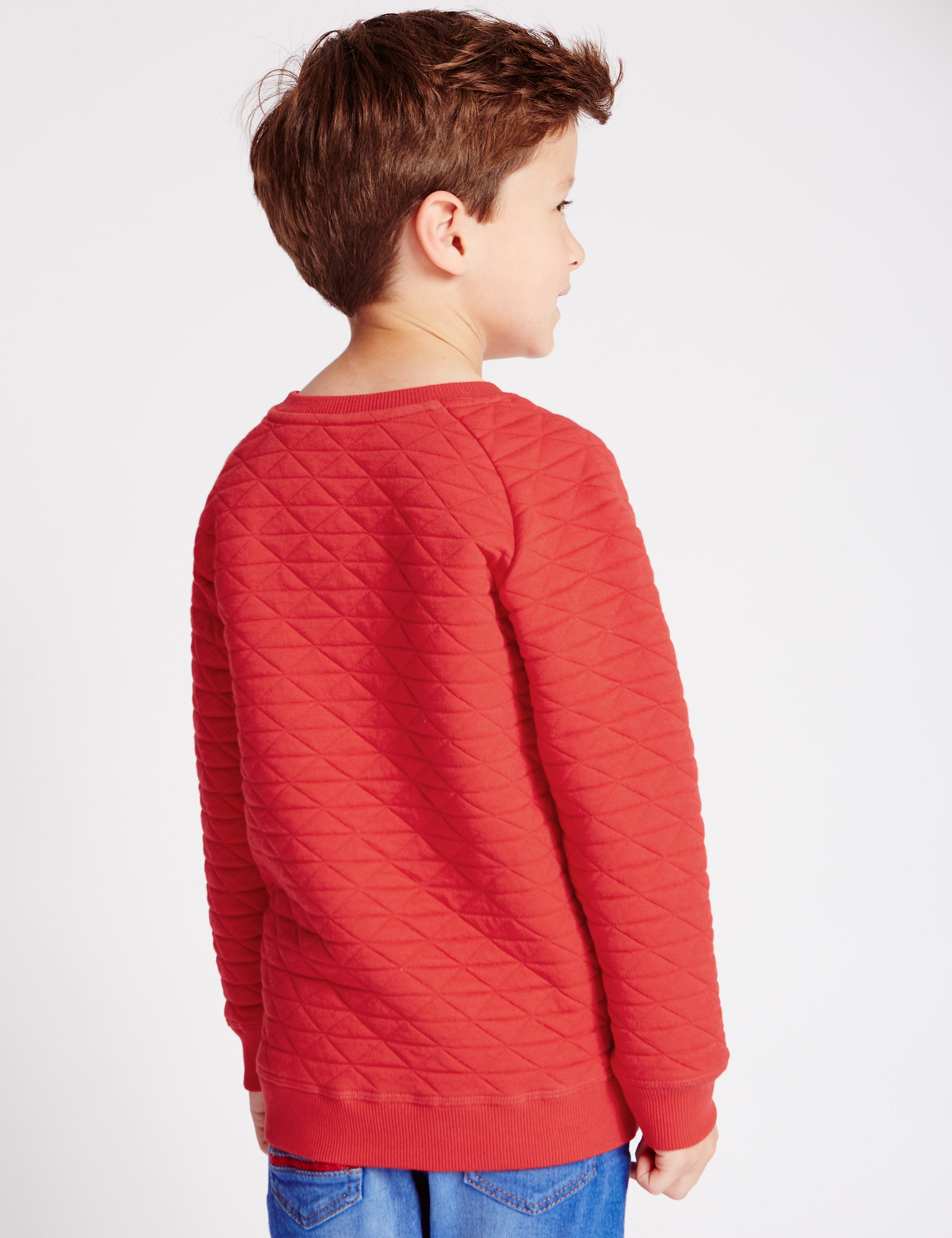 Pure Cotton Crew Neck Quilted Sweatshirt (1-7 Years) Image 2 of 4