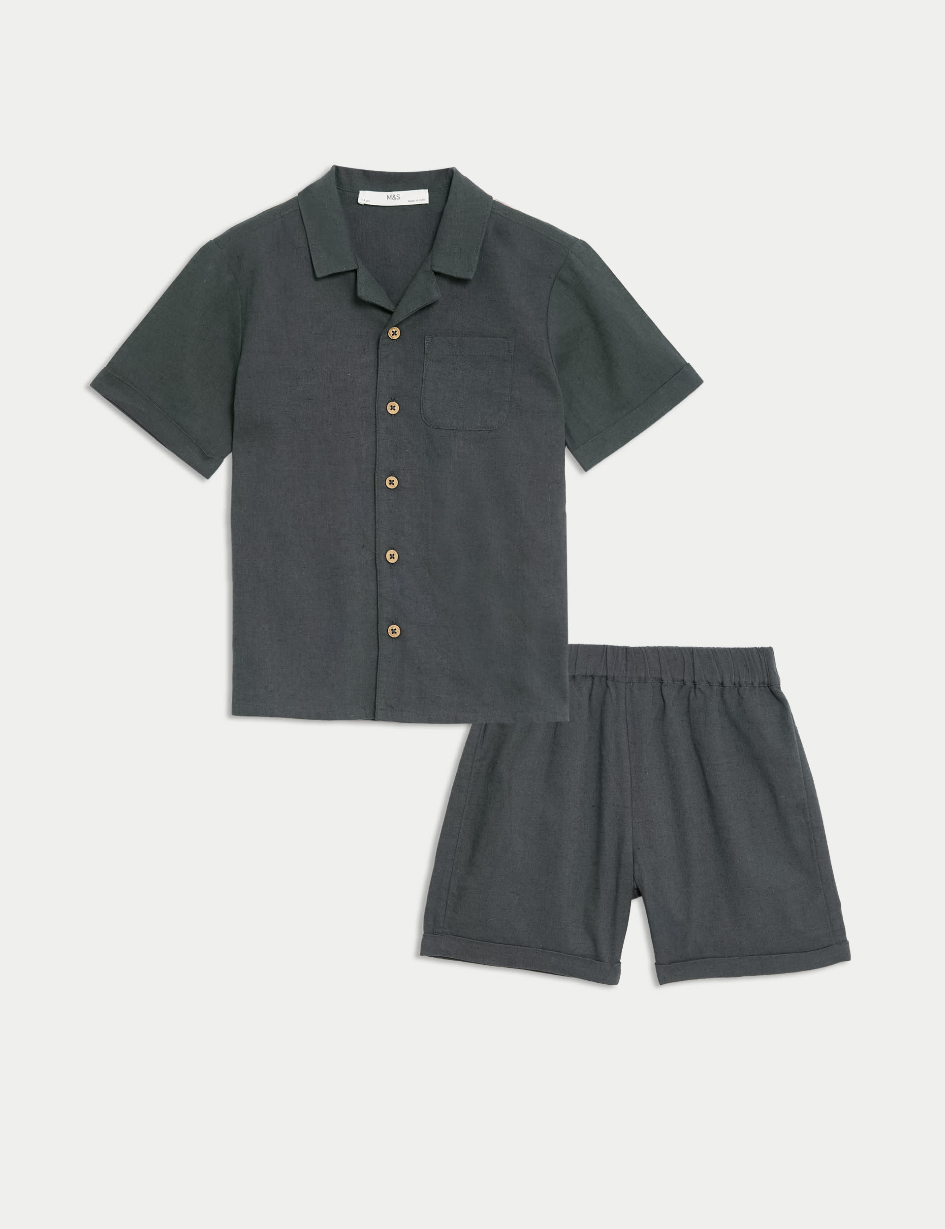 2pc Cotton Linen Shirt and Shorts Outfit (3-8 Yrs)