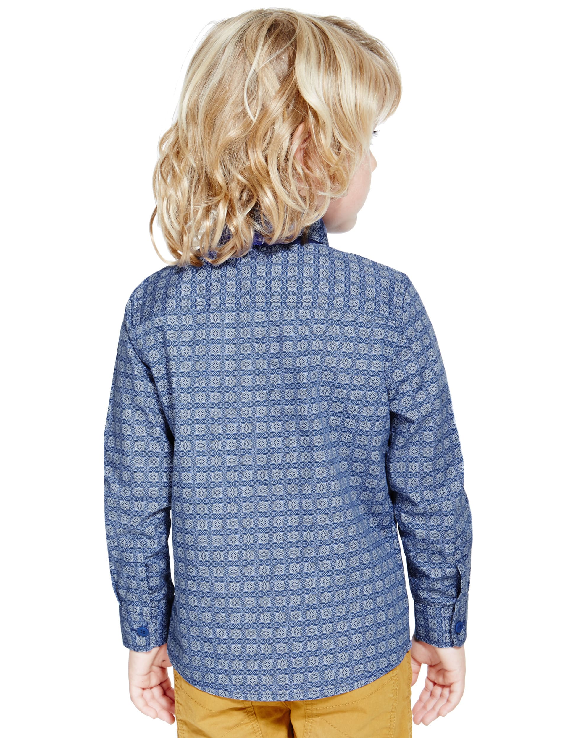 Pure Cotton Tile Print Shirt with Bow Tie (1-7 Years) Image 2 of 3