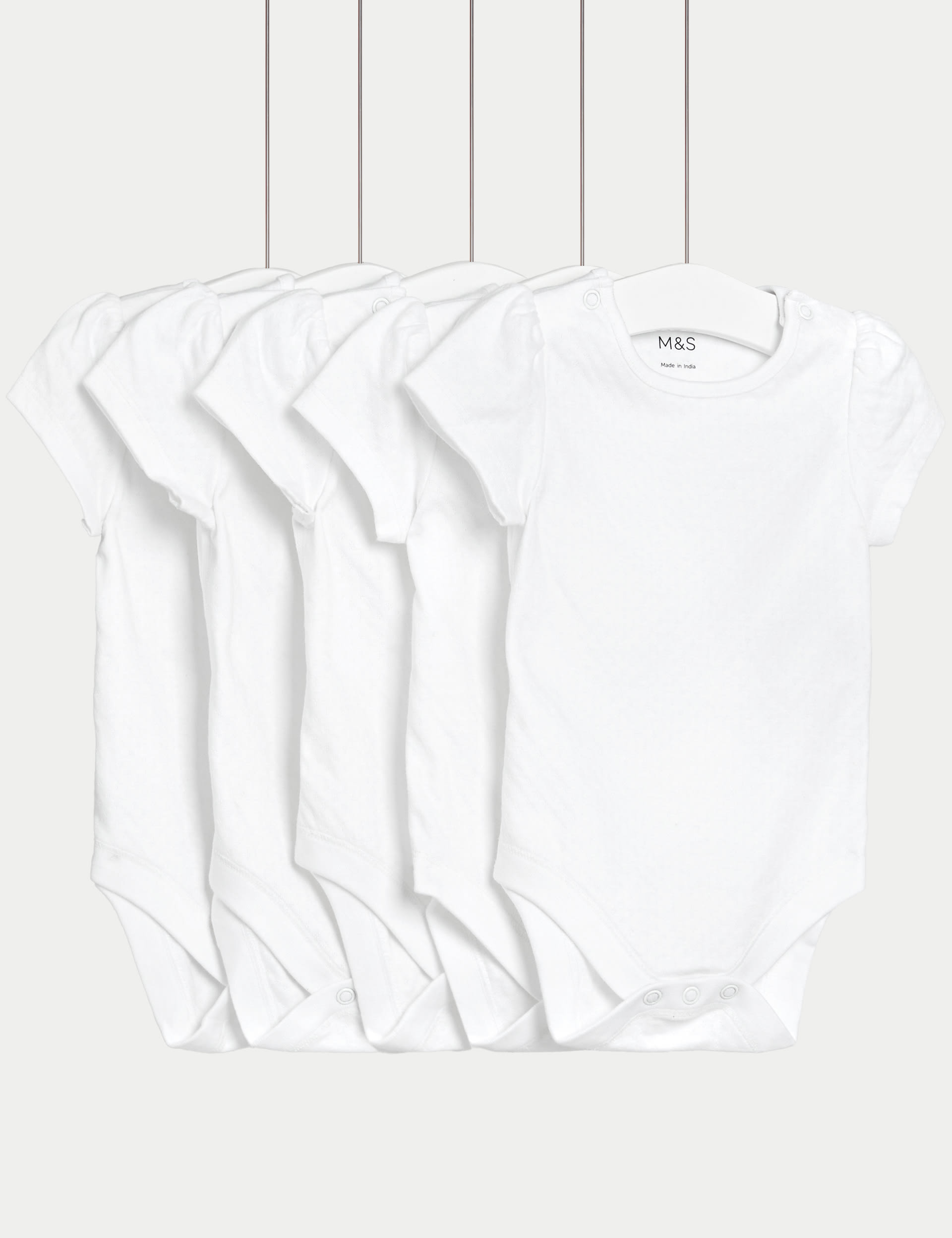 5pk Pure Cotton Pointelle Bodysuits (5lbs-3 Yrs)