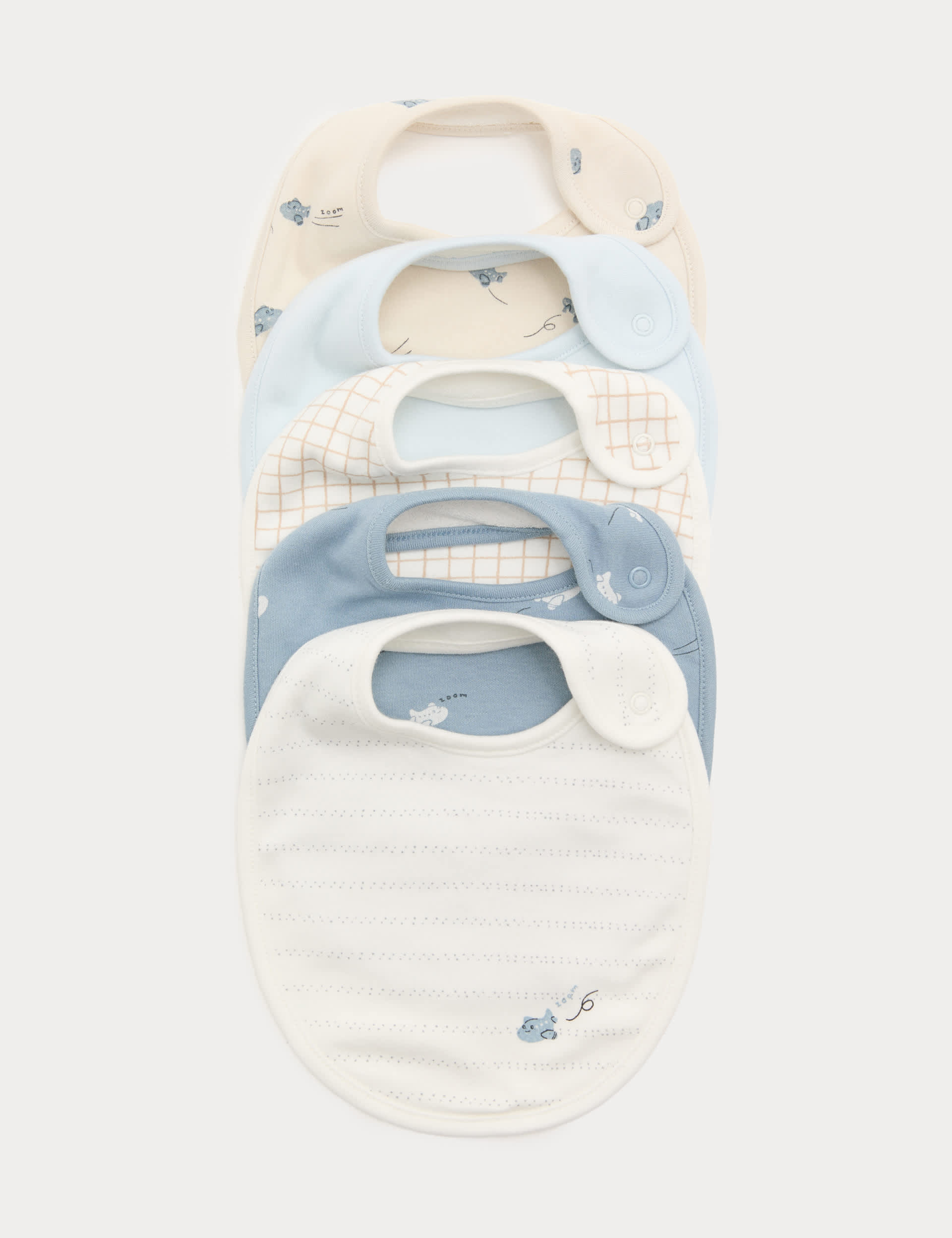 5 Pack Cotton Rich Plane Print Dribble Bibs | M&S