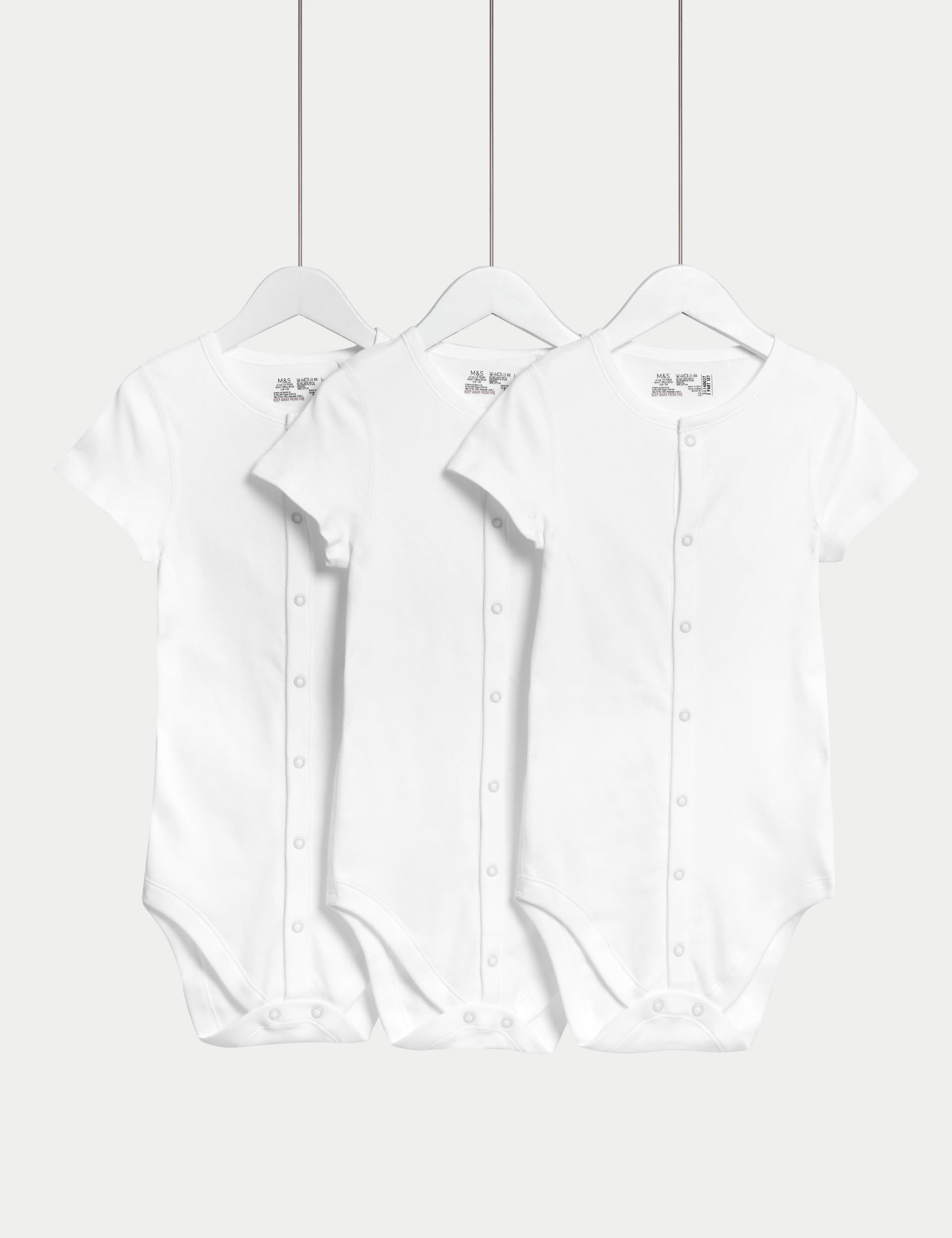 3pk Pure Cotton Bodysuits (7lbs-16 Yrs)
