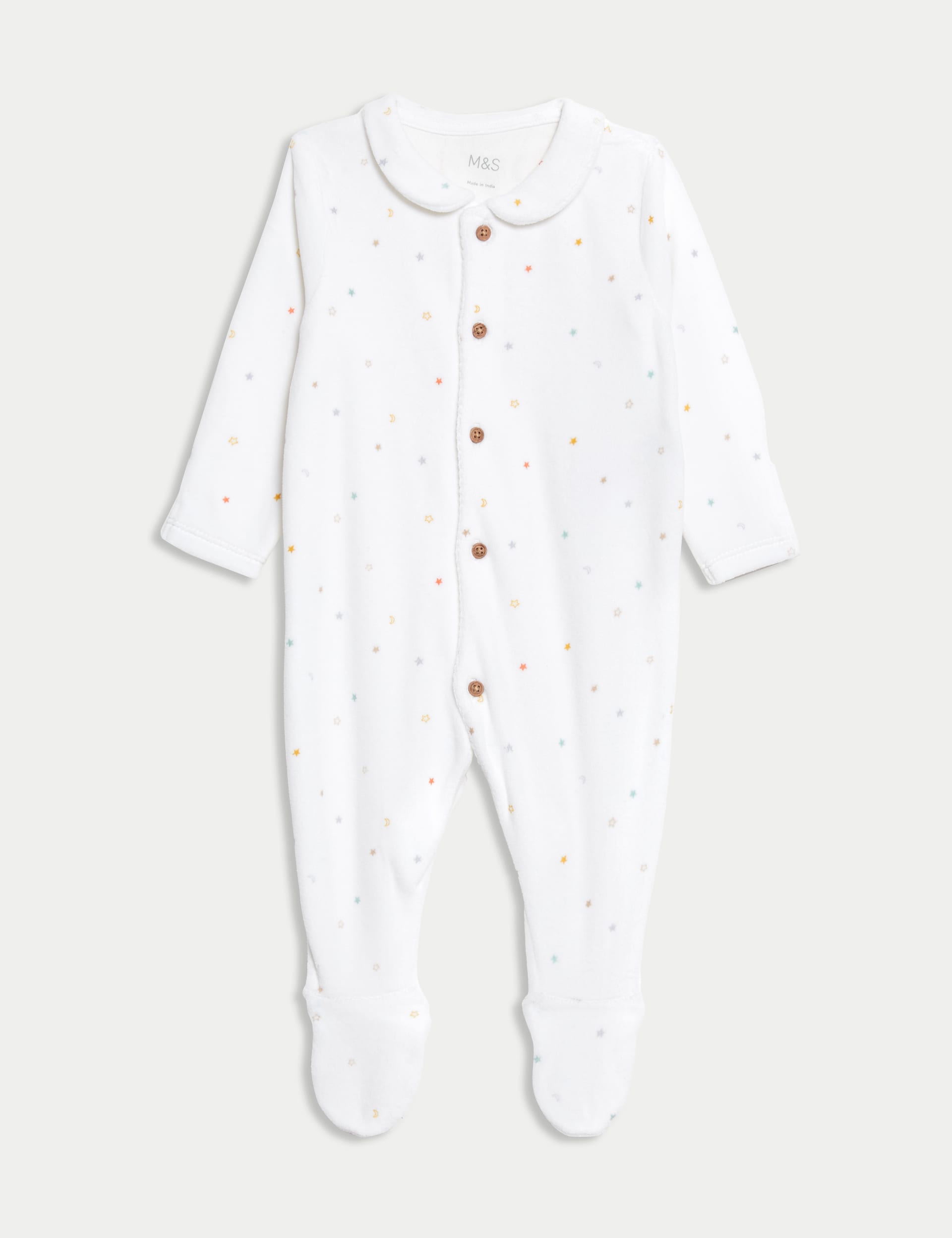 Cotton Rich Velour Stars Sleepsuit (7lbs-1 Yrs)