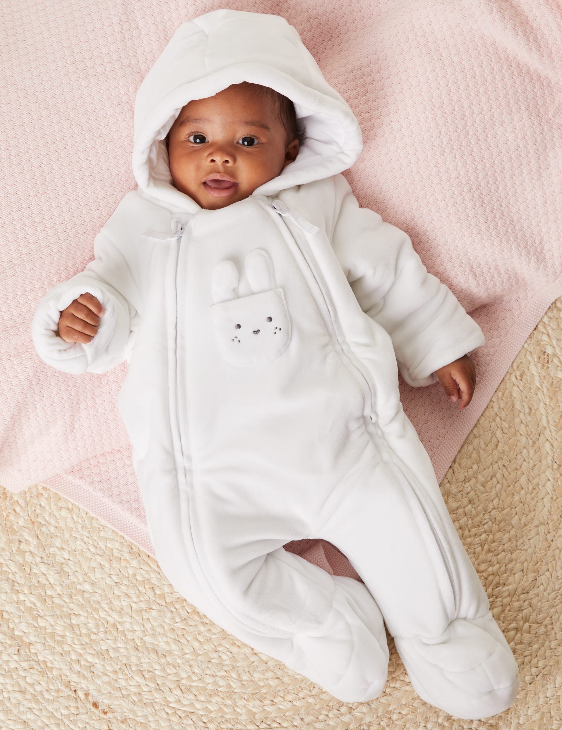 Velour Bunny Pramsuit (7lbs-1 Yrs)