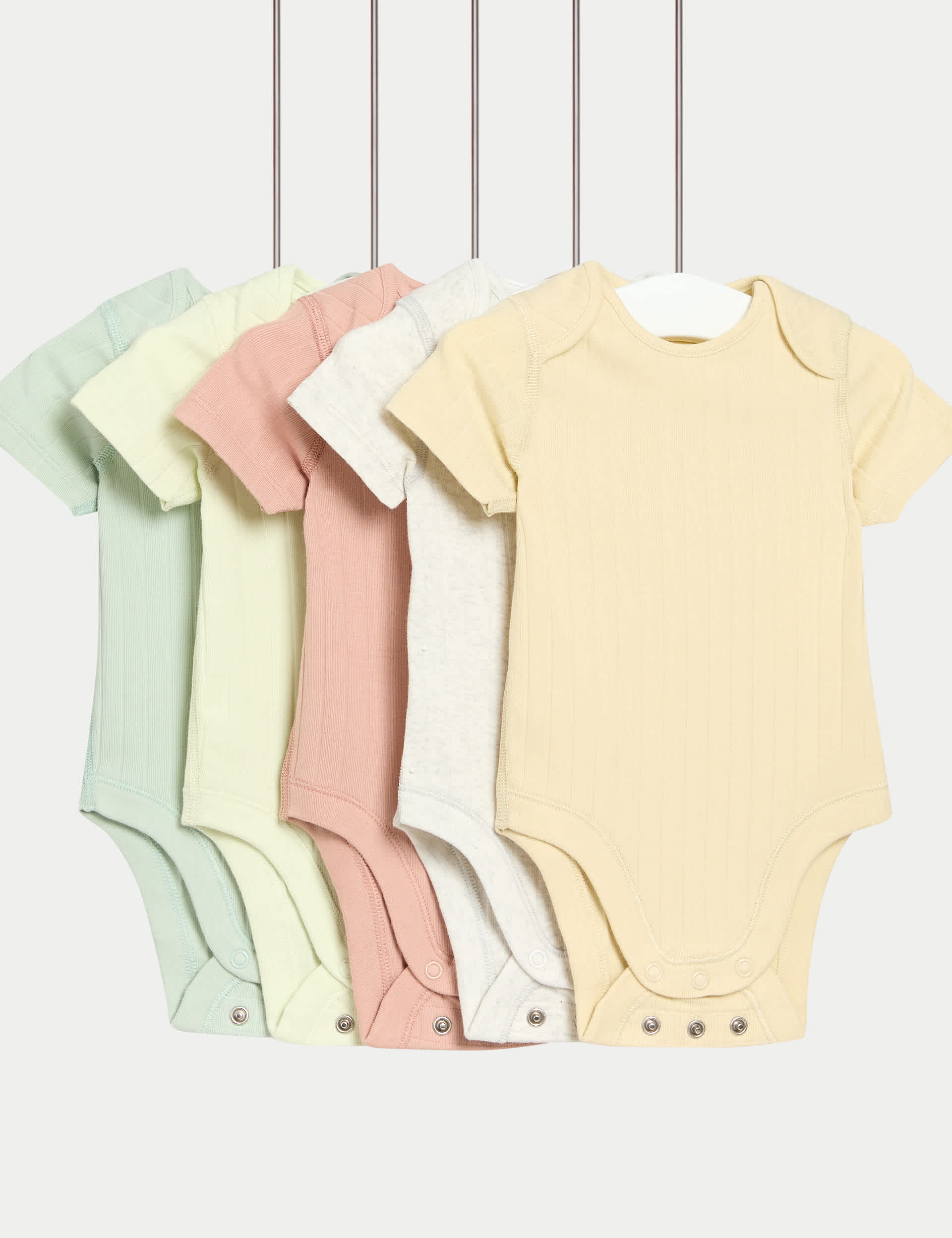 5pk Cotton Rich Plain Ribbed Bodysuits (6½lbs-3 Yrs) | M&S Collection | M&S