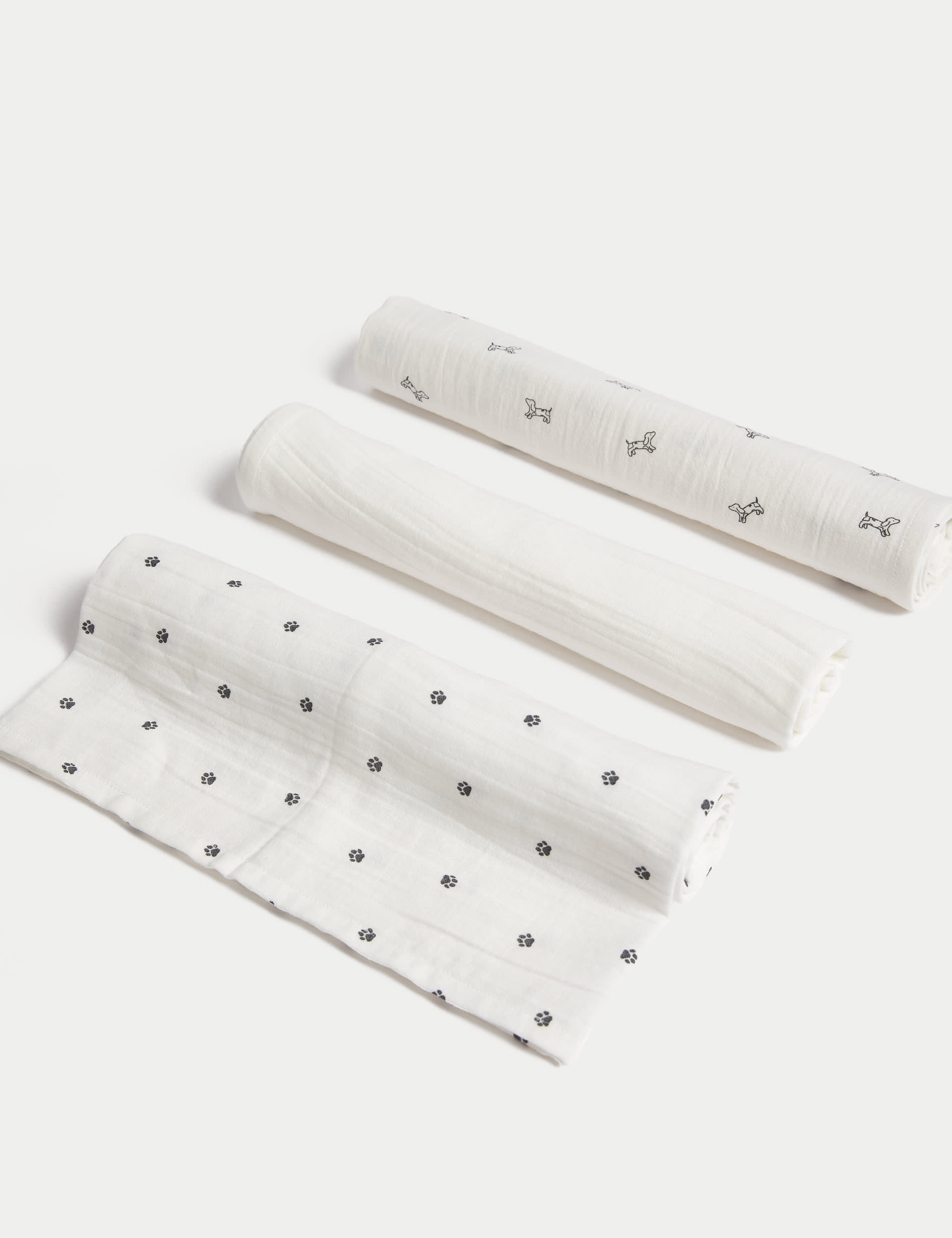 3pk Pure Cotton Dog Muslin Squares