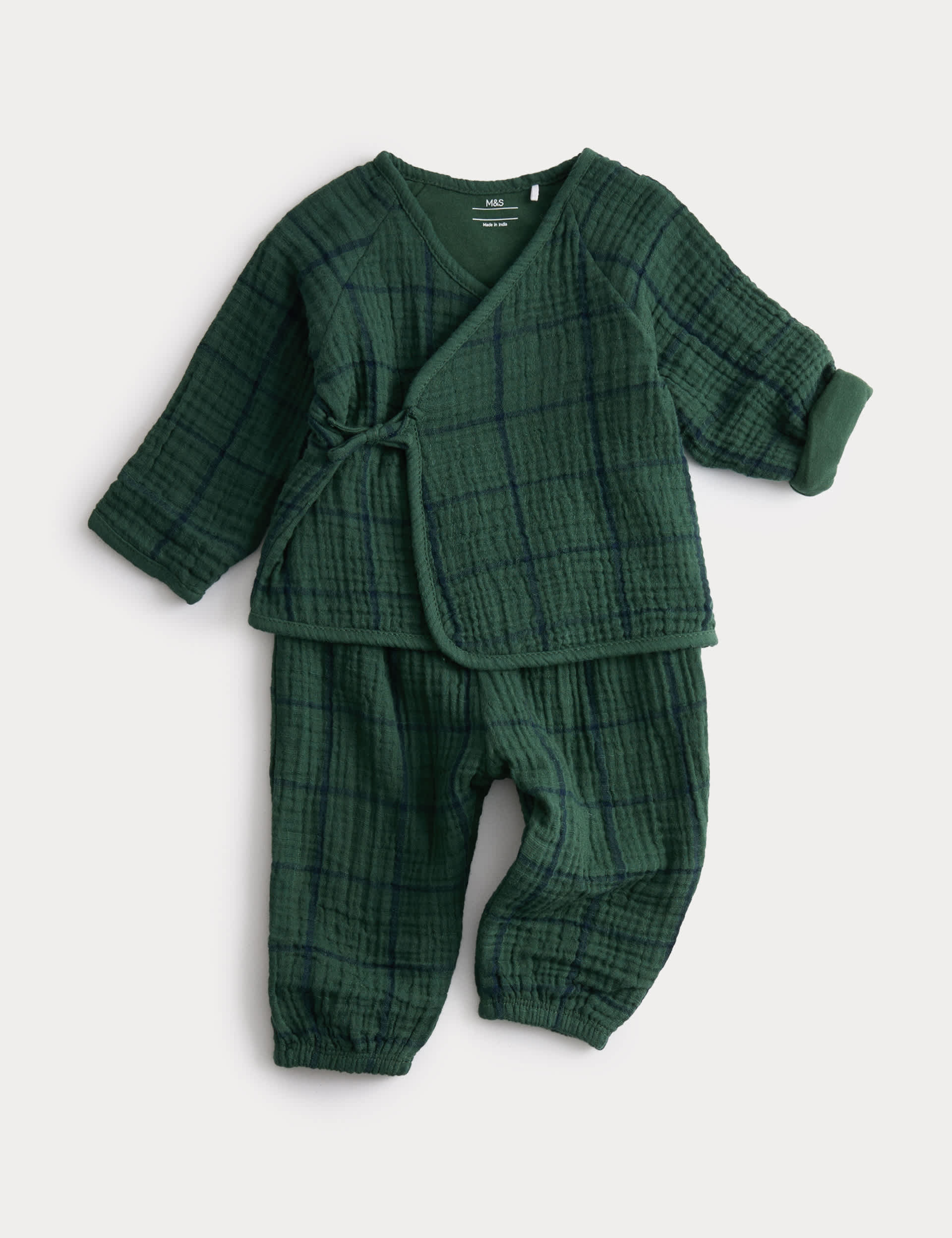 2pc Cotton Rich Check Outfit (0-2 Yrs) | M&S | M&S