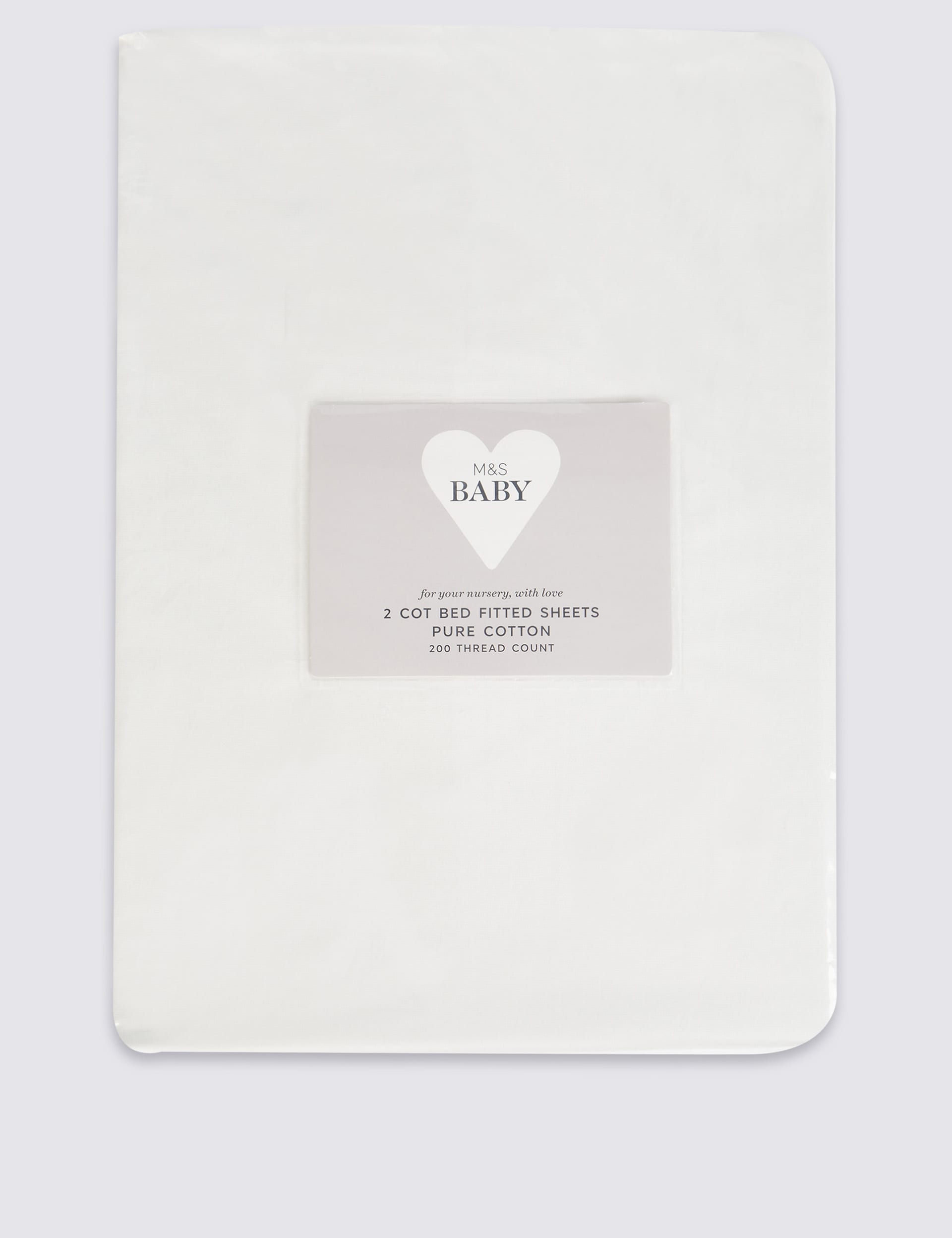 2 Pack Pure Cotton Woven Fitted Cot Bed Sheet M S