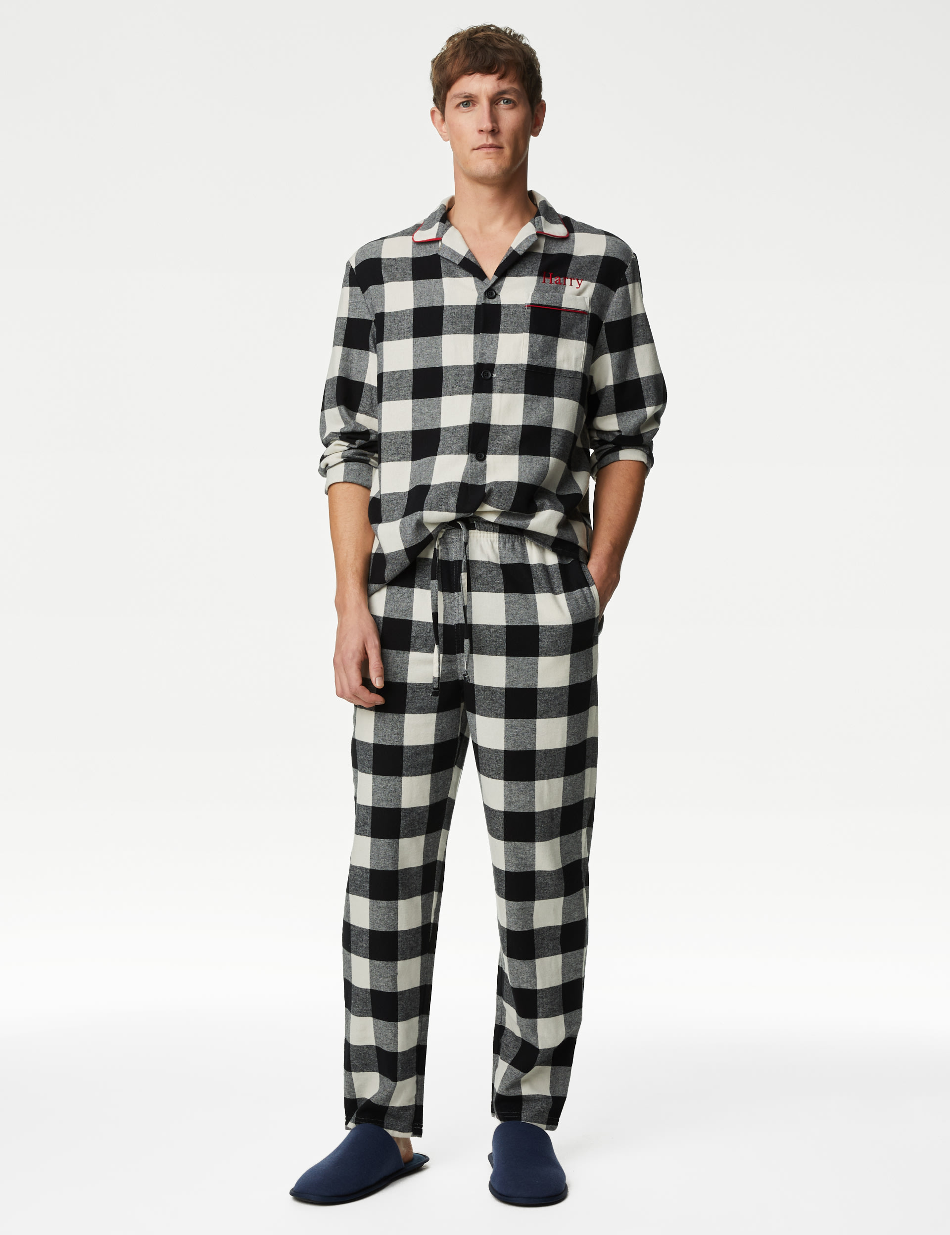 Personalised Men's Mono Check Pyjama Set | M&S | M&S