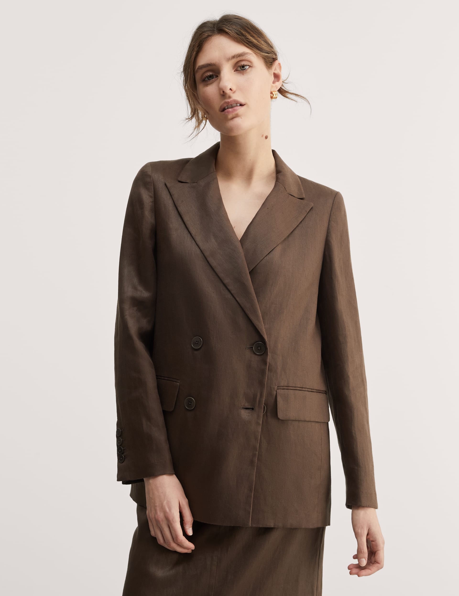 Pure Linen Double Breasted Jacket