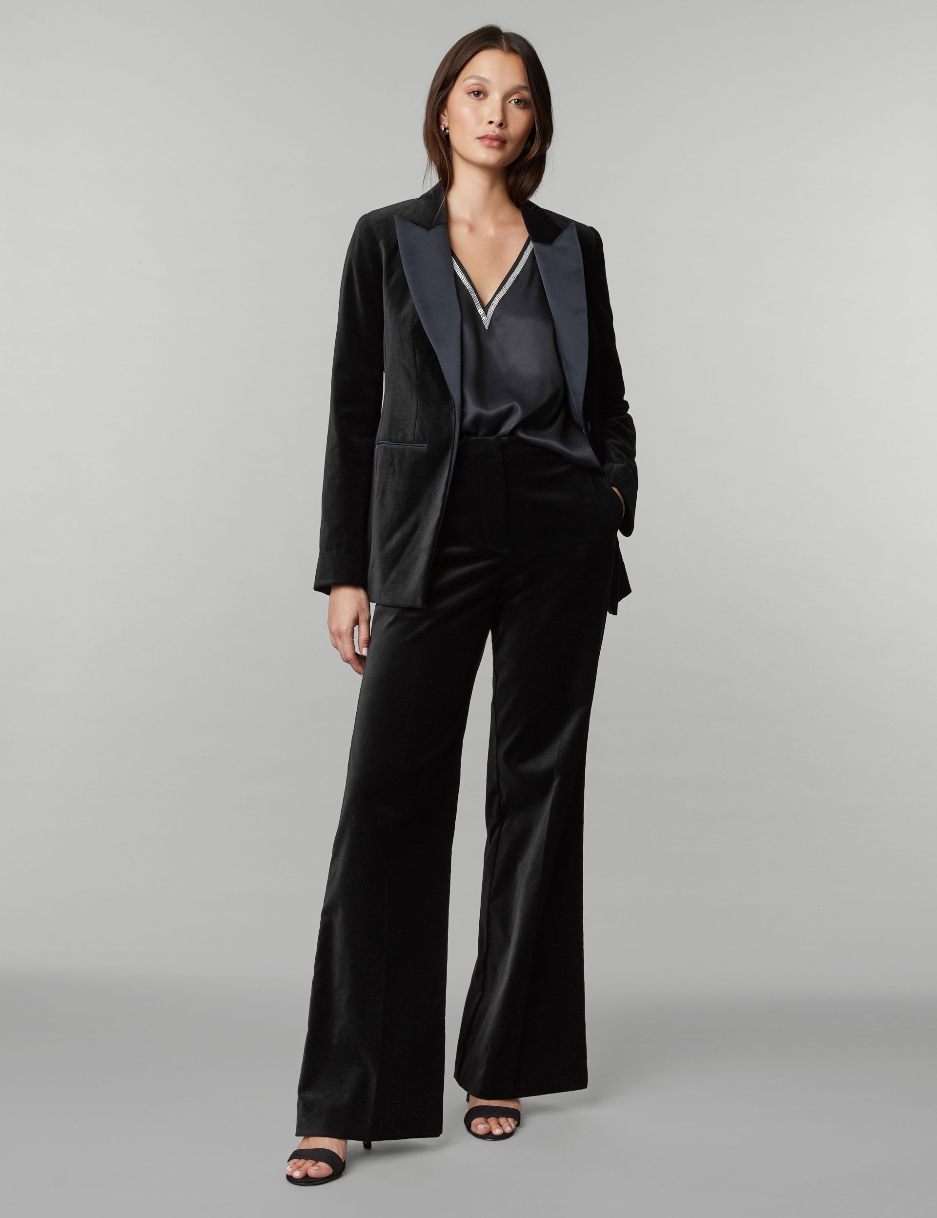 Velvet Tuxedo Wide Leg Trousers | JAEGER | M&S