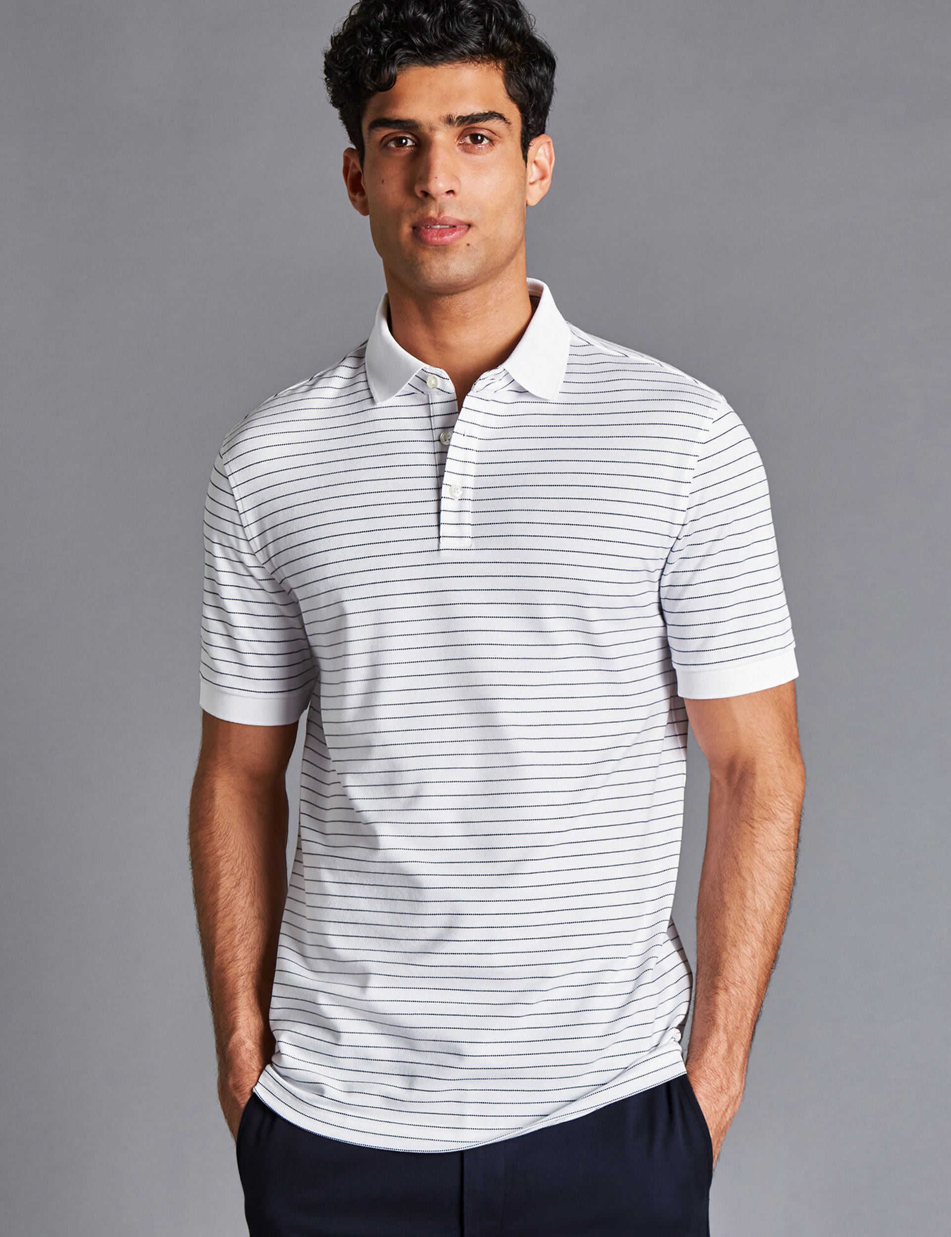 Cotton Rich Striped Pique Polo Shirt | Charles Tyrwhitt | M&S