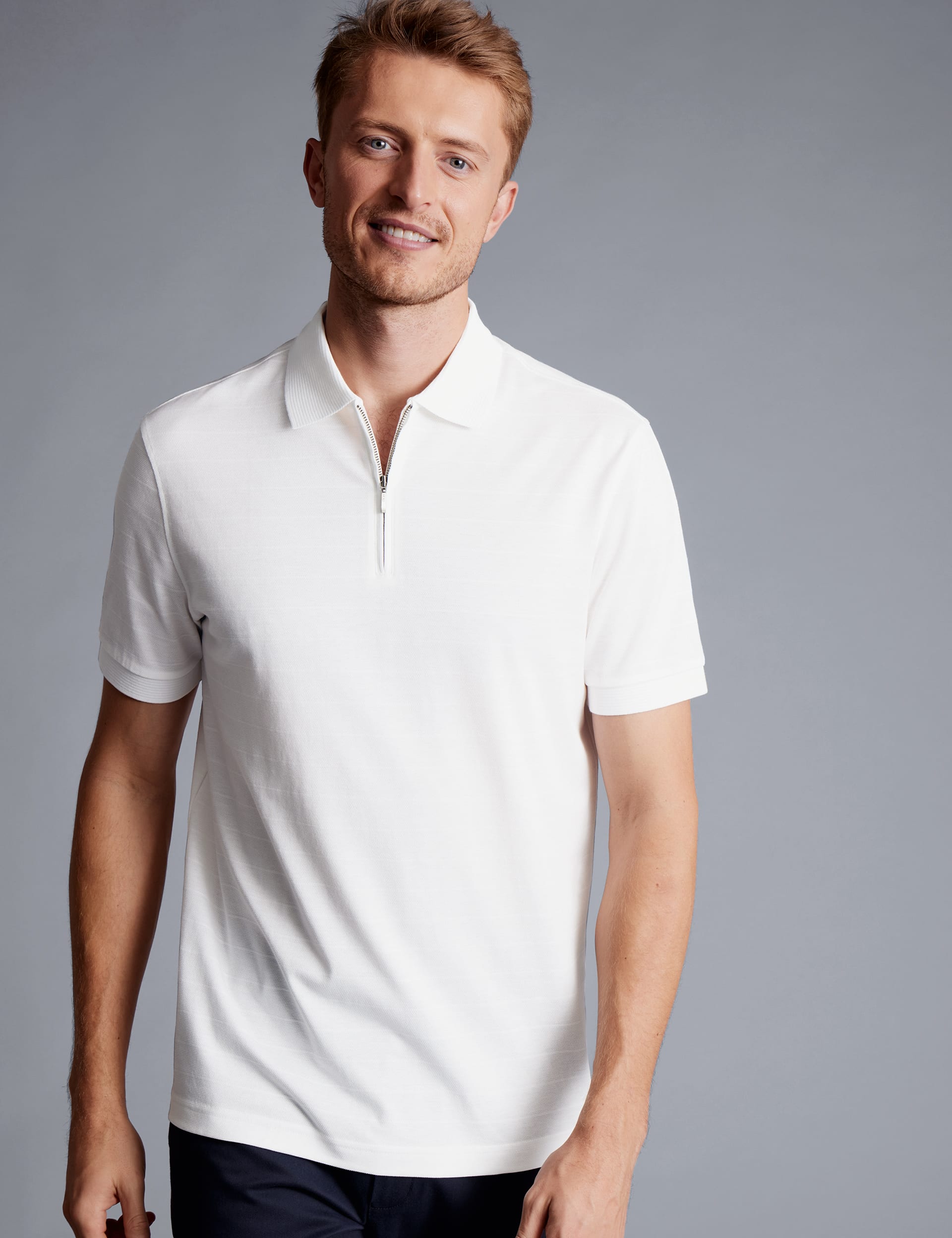 Pure Cotton Half Zip Polo Shirt | Charles Tyrwhitt | M&S