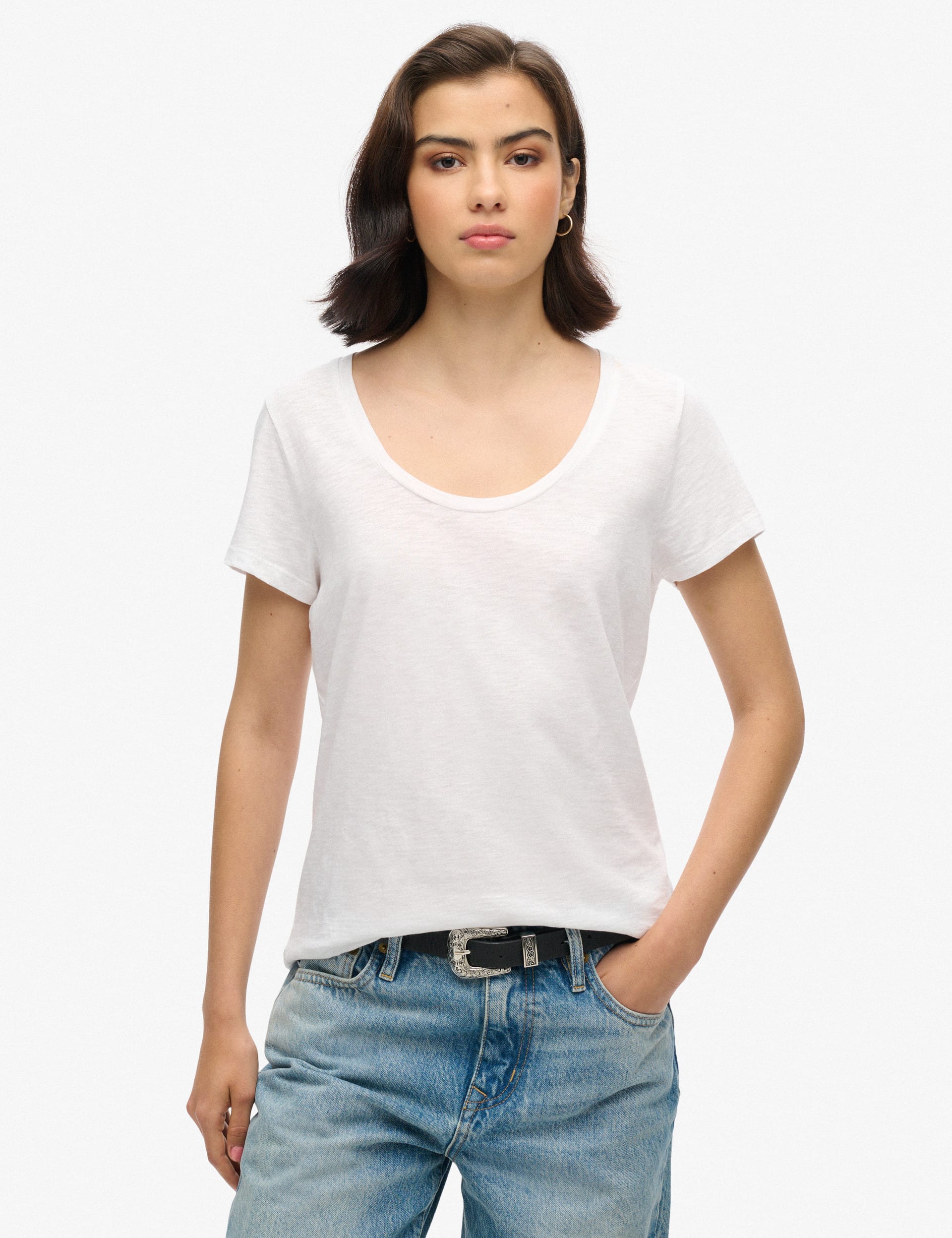 Cotton Rich Scoop Neck T Shirt Superdry Mands