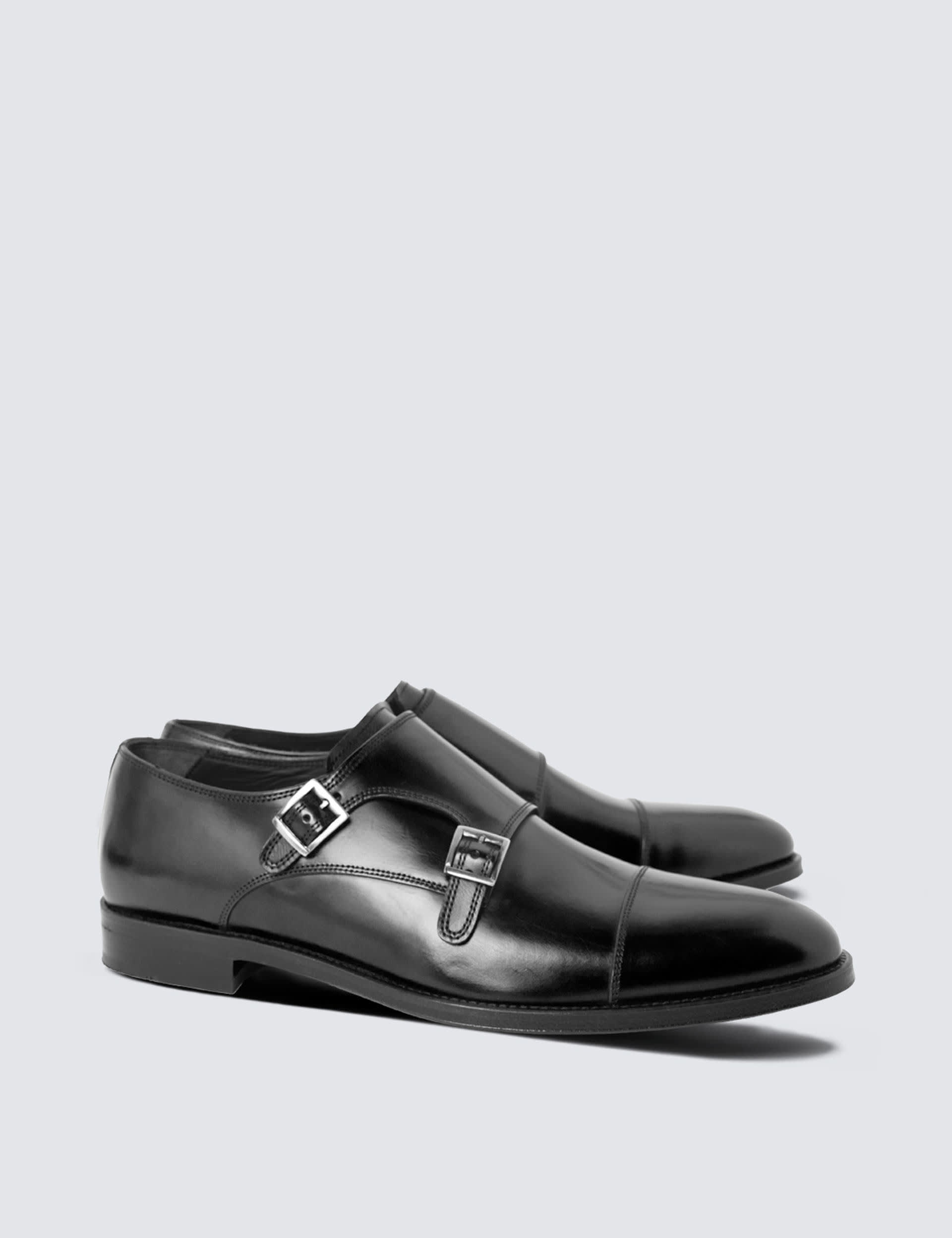 Wide Fit Leather Double Monk Strap Shoes Hawes And Curtis Mands 0182