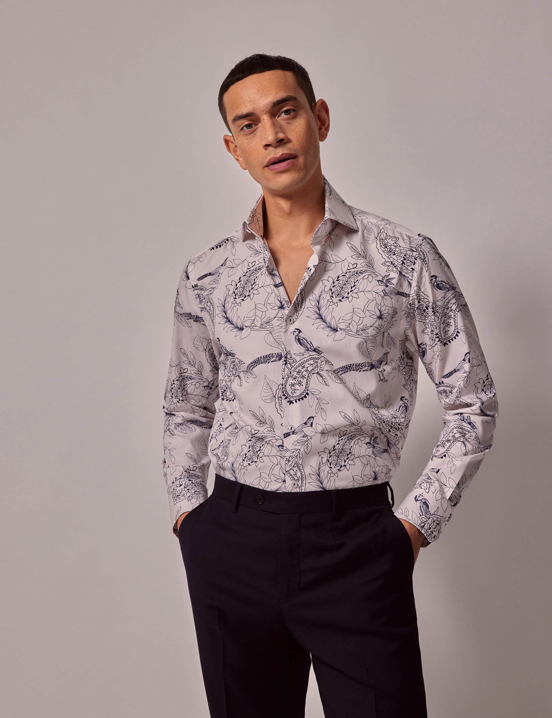 Pure Cotton Print Textured Shirt | Hawes & Curtis | M&S