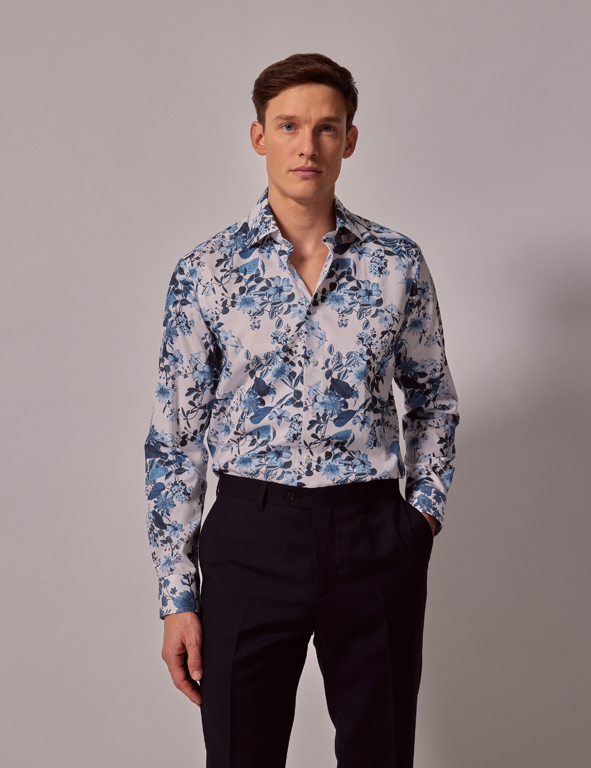 Pure Cotton Textured Floral Shirt | Hawes & Curtis | M&S