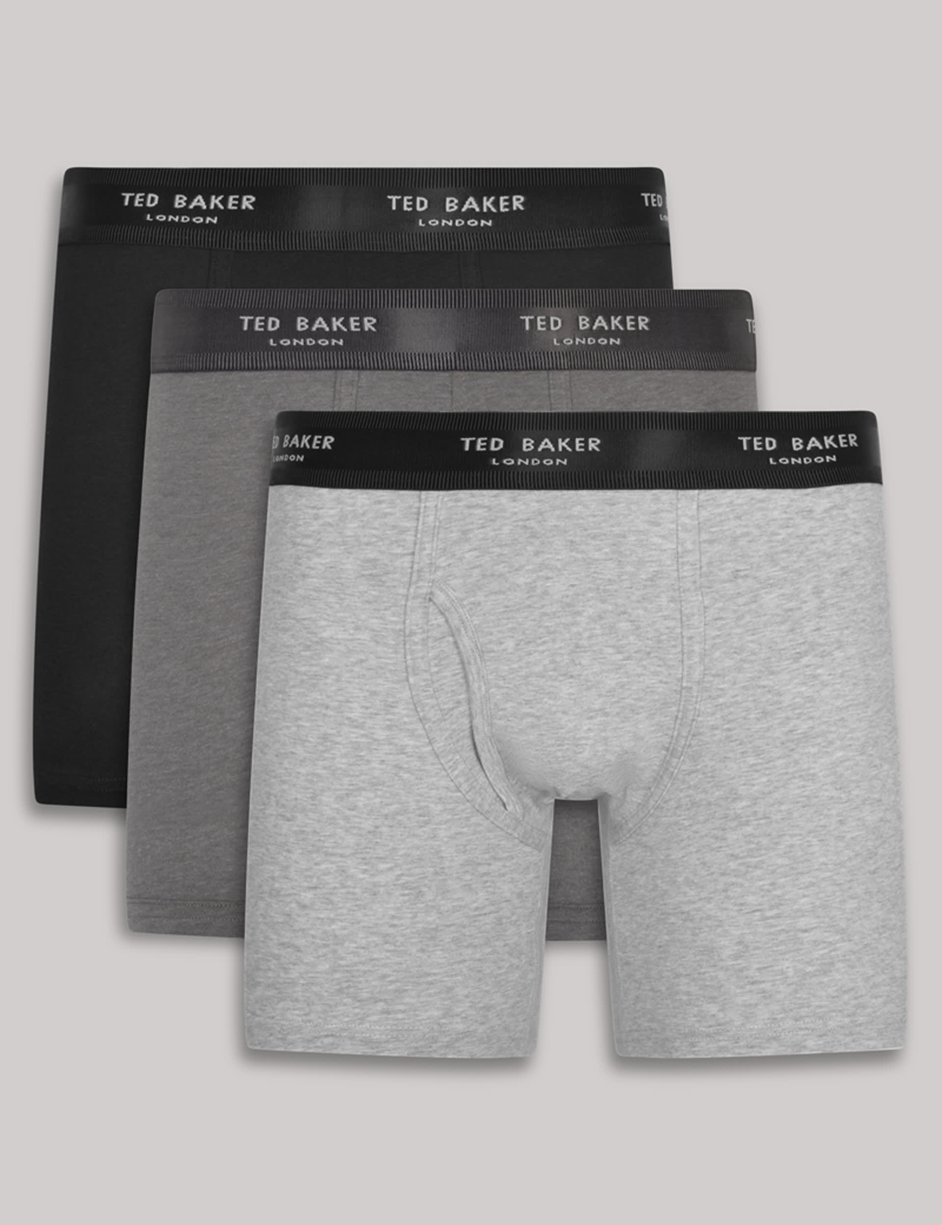 3pk Longer Length Cotton Rich Trunks | Ted Baker | M&S