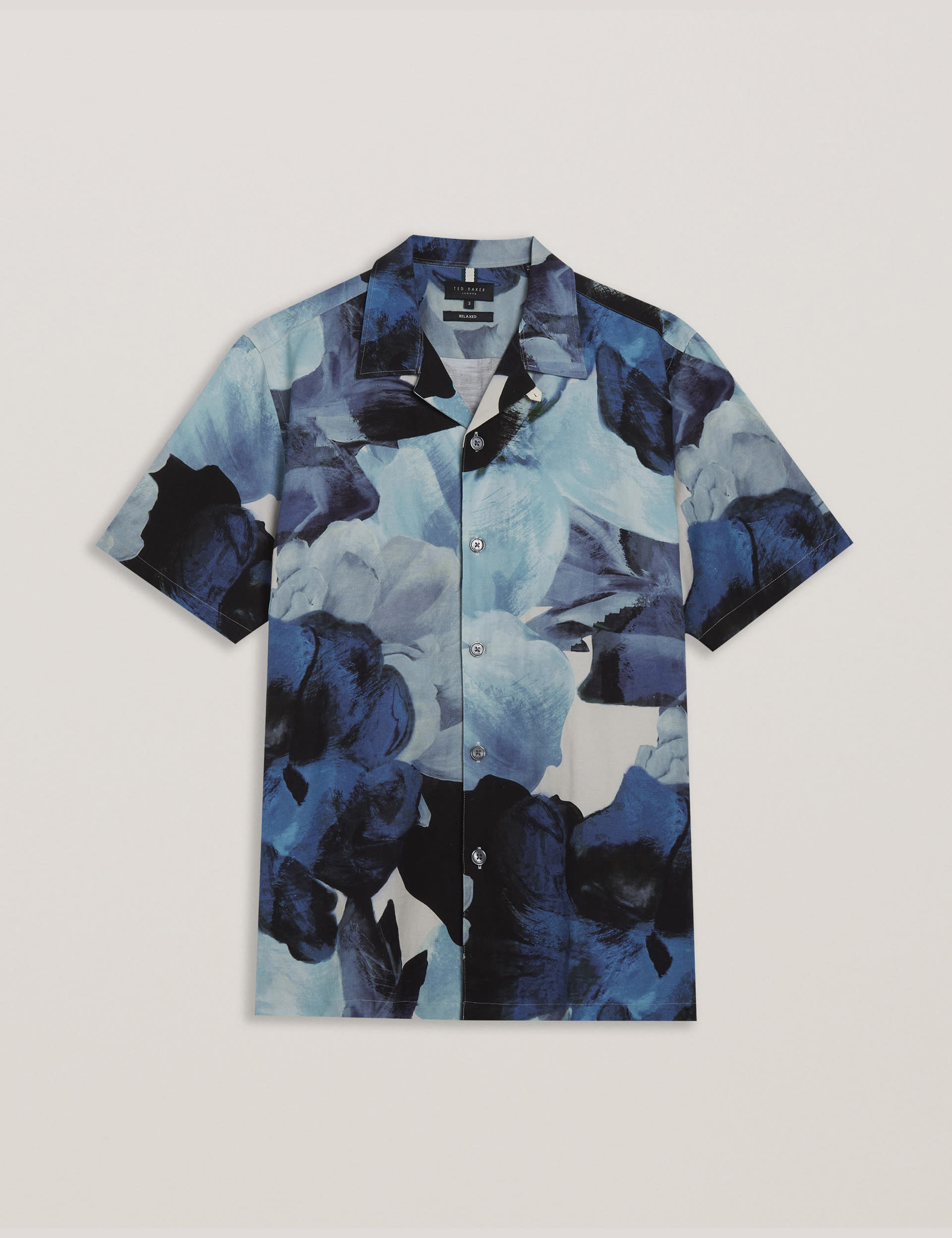 Abstract Floral Shirt with Linen