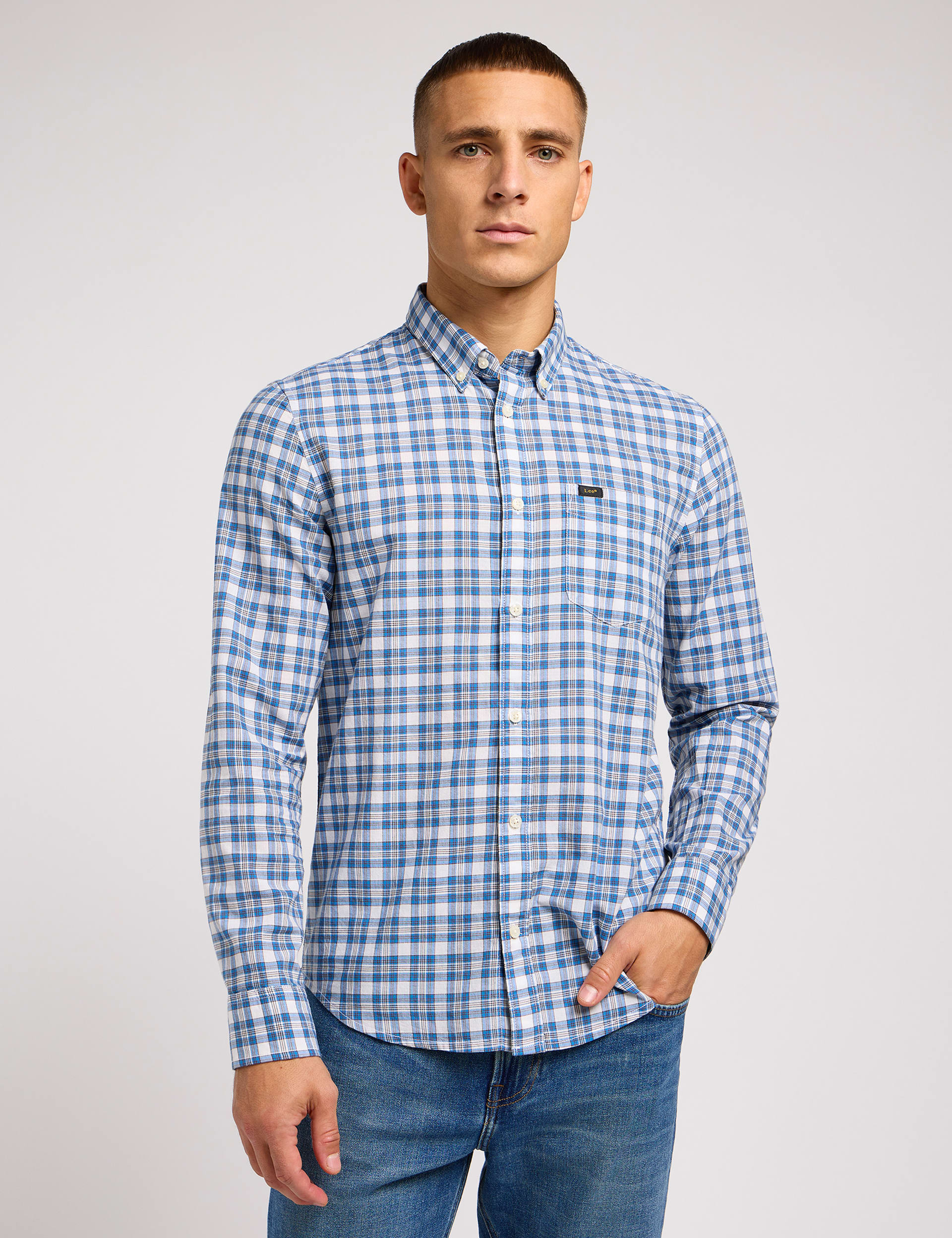 Pure Cotton Check Oxford Shirt | Lee | M&S