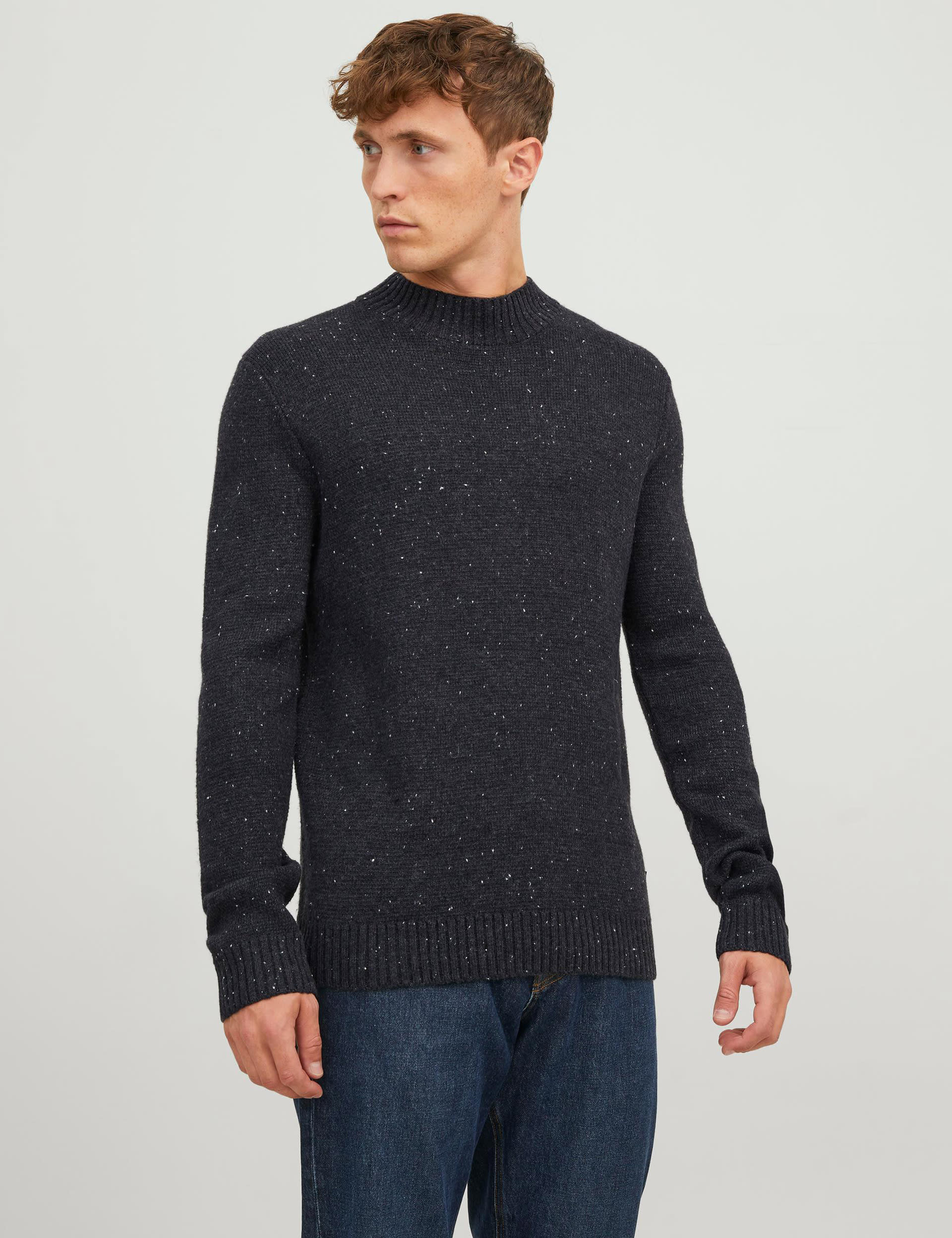 Cotton Blend Textured Funnel Neck Jumper | JACK & JONES | M&S