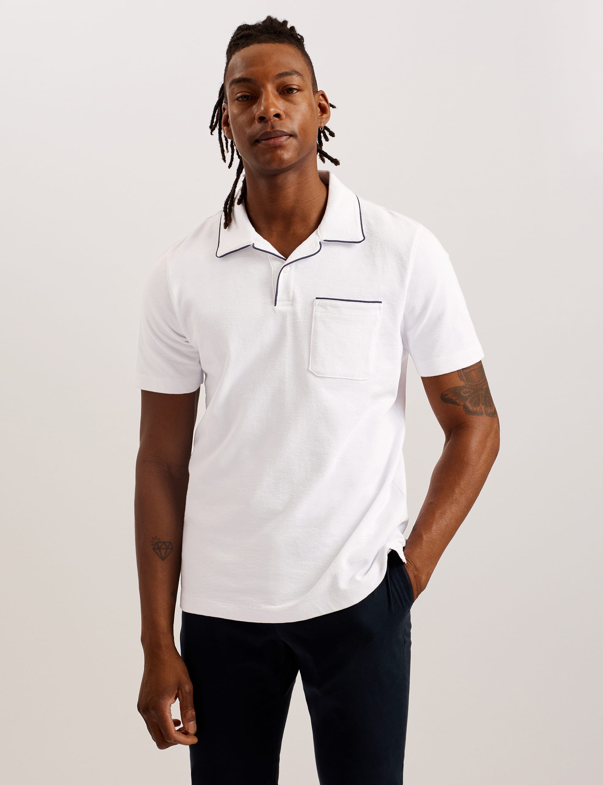 Pure Cotton Tipped Collar Polo Shirt