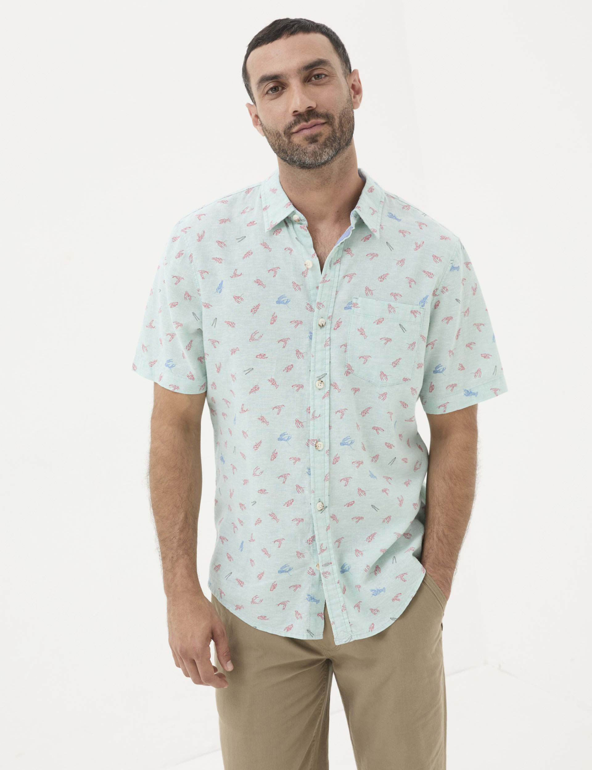 Linen Blend Lobster Print Shirt | FatFace | M&S