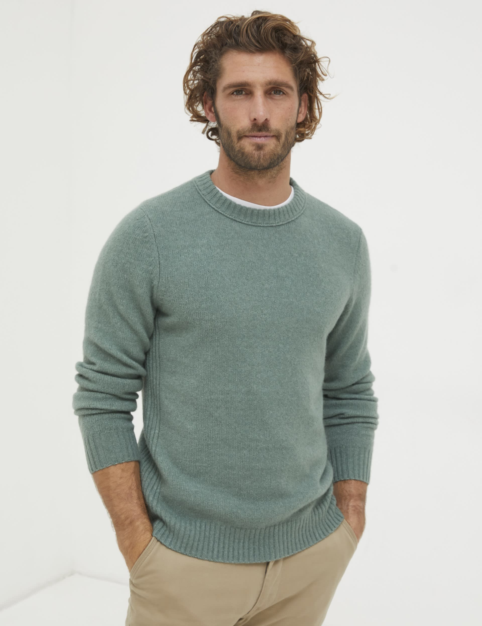 Wool Blend Ribbed Crew Neck Jumper | FatFace | M&S