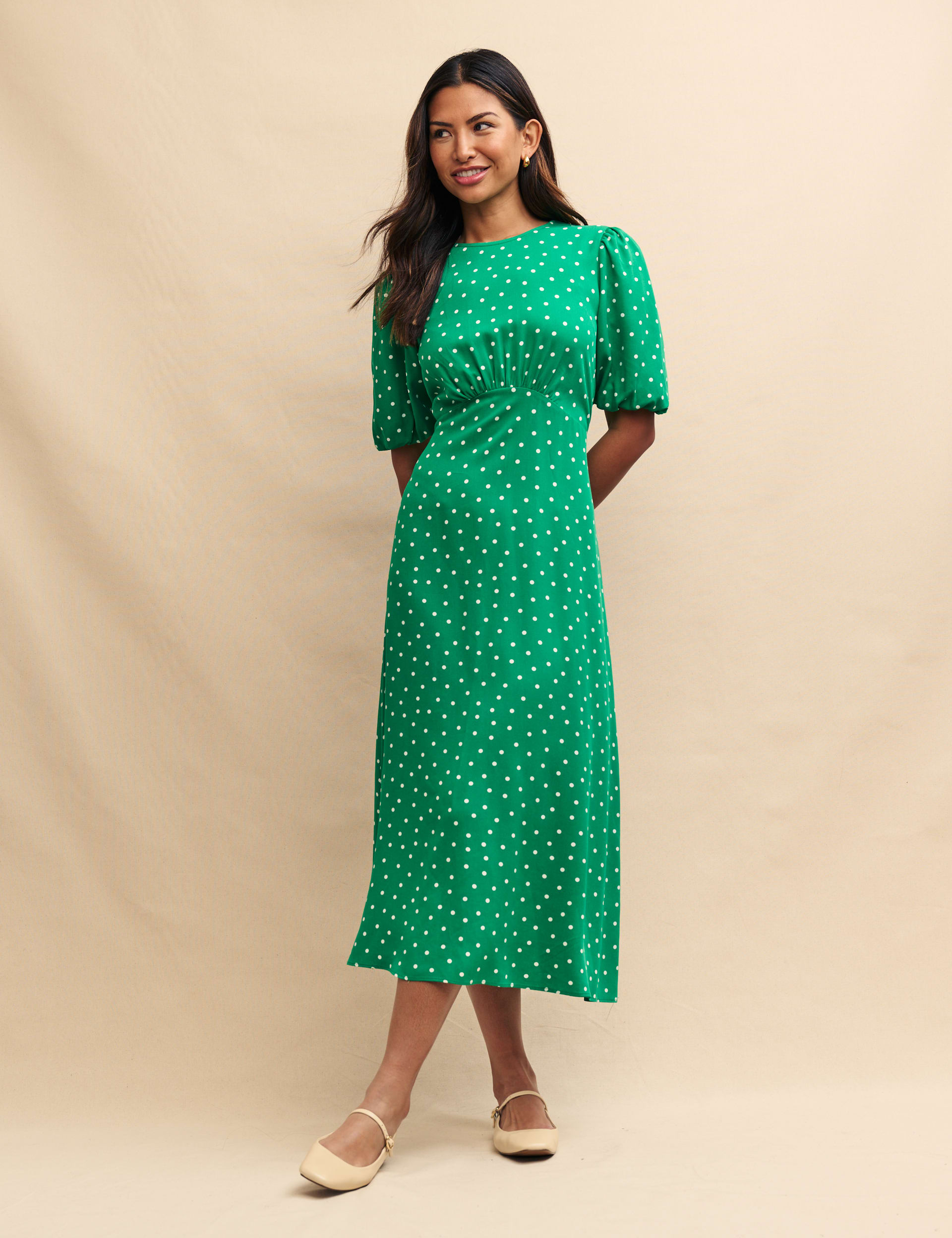 Polka Dot Midi Waisted Dress