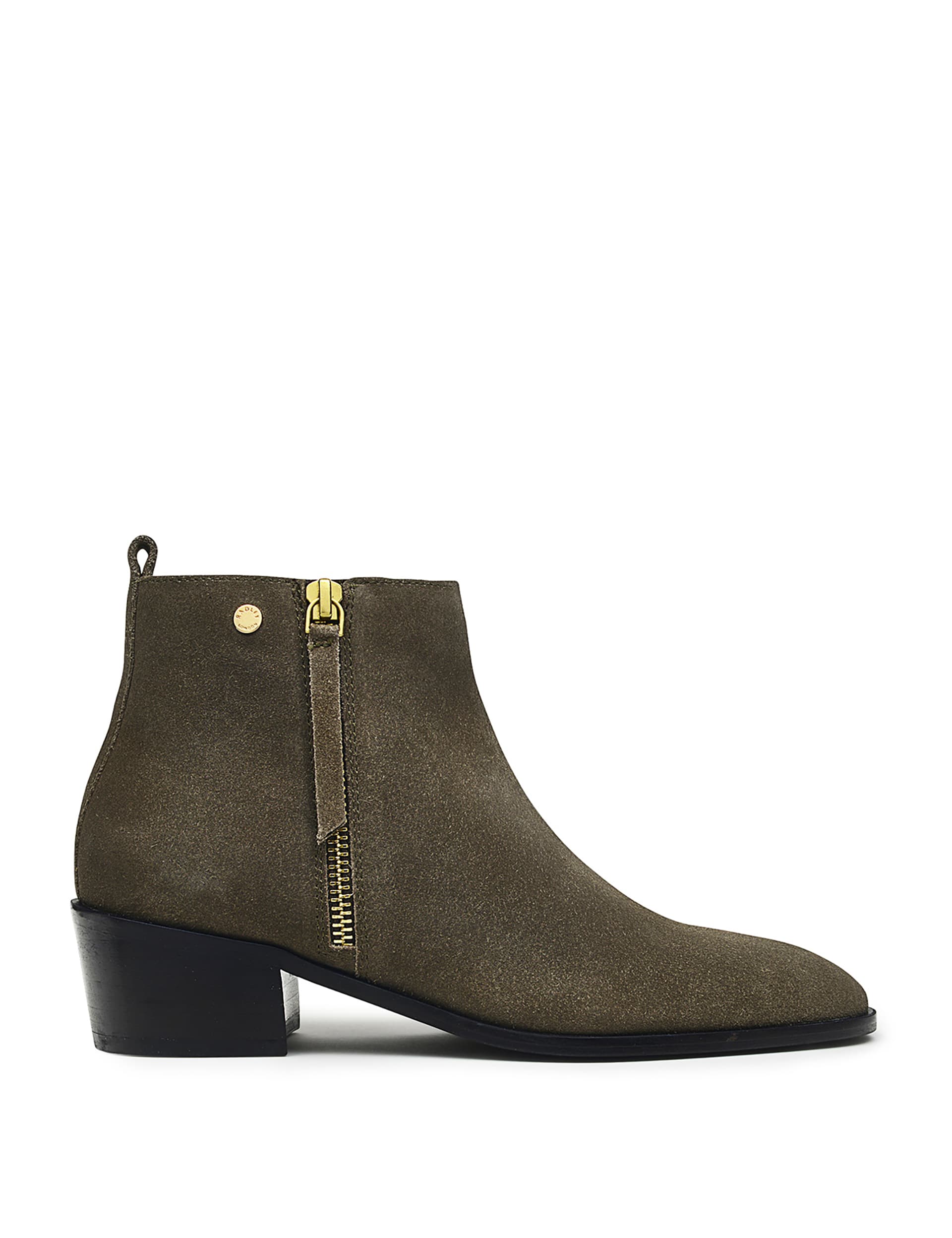 Suede Block Heel Ankle Boots