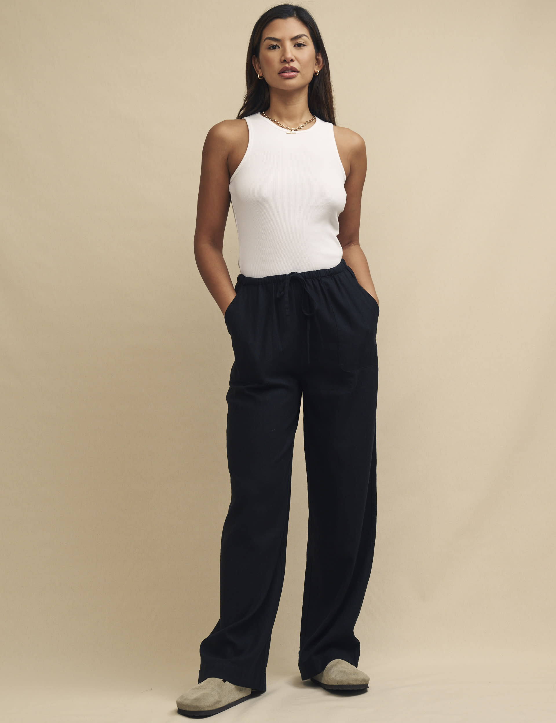 Linen Rich Straight Leg Trousers | Nobody's Child | M&S