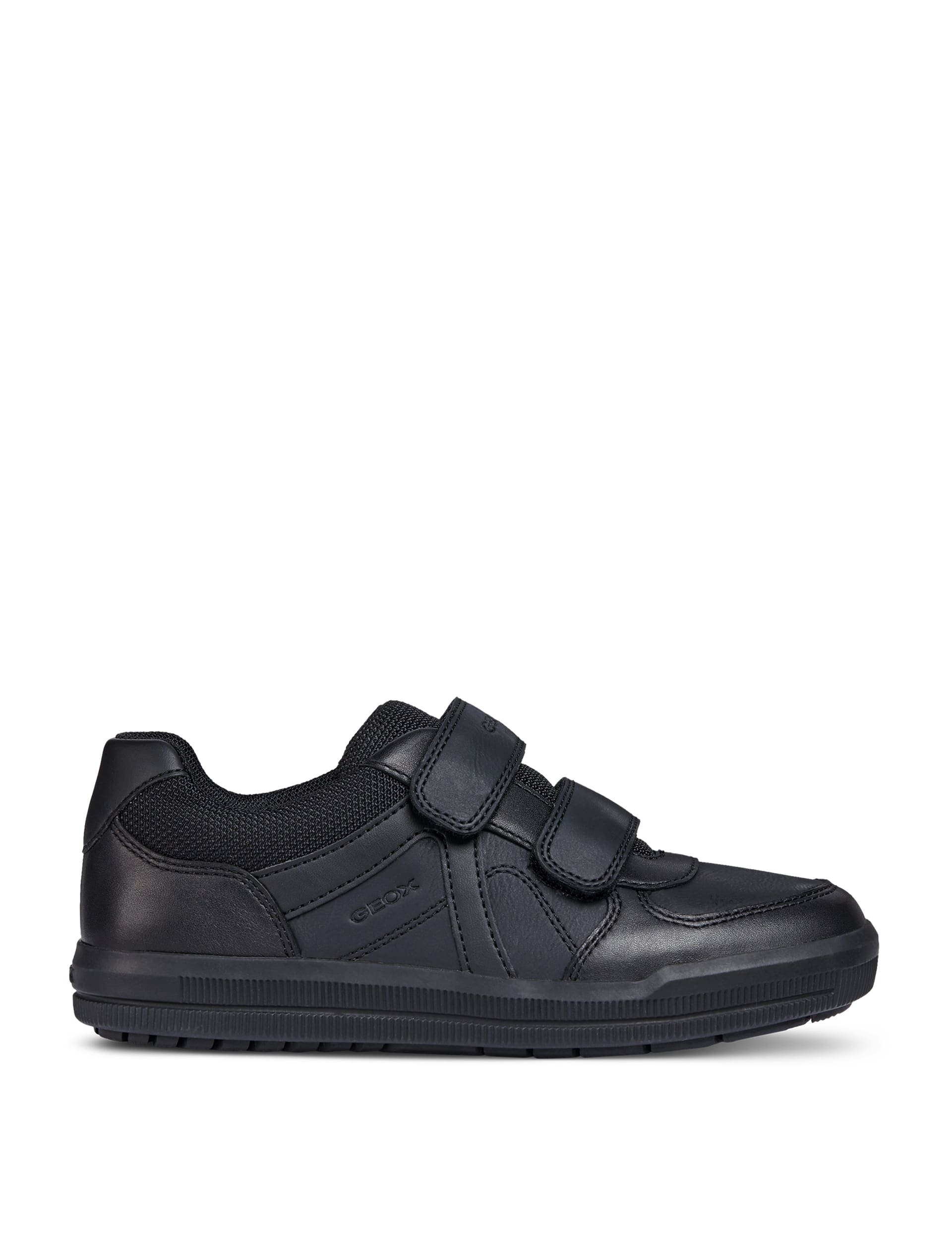 RICOSTA George Boys' School Shoes - Black Leather Suede, Riptape & Elastic Lace, Medium Fit, Durable PU Sole