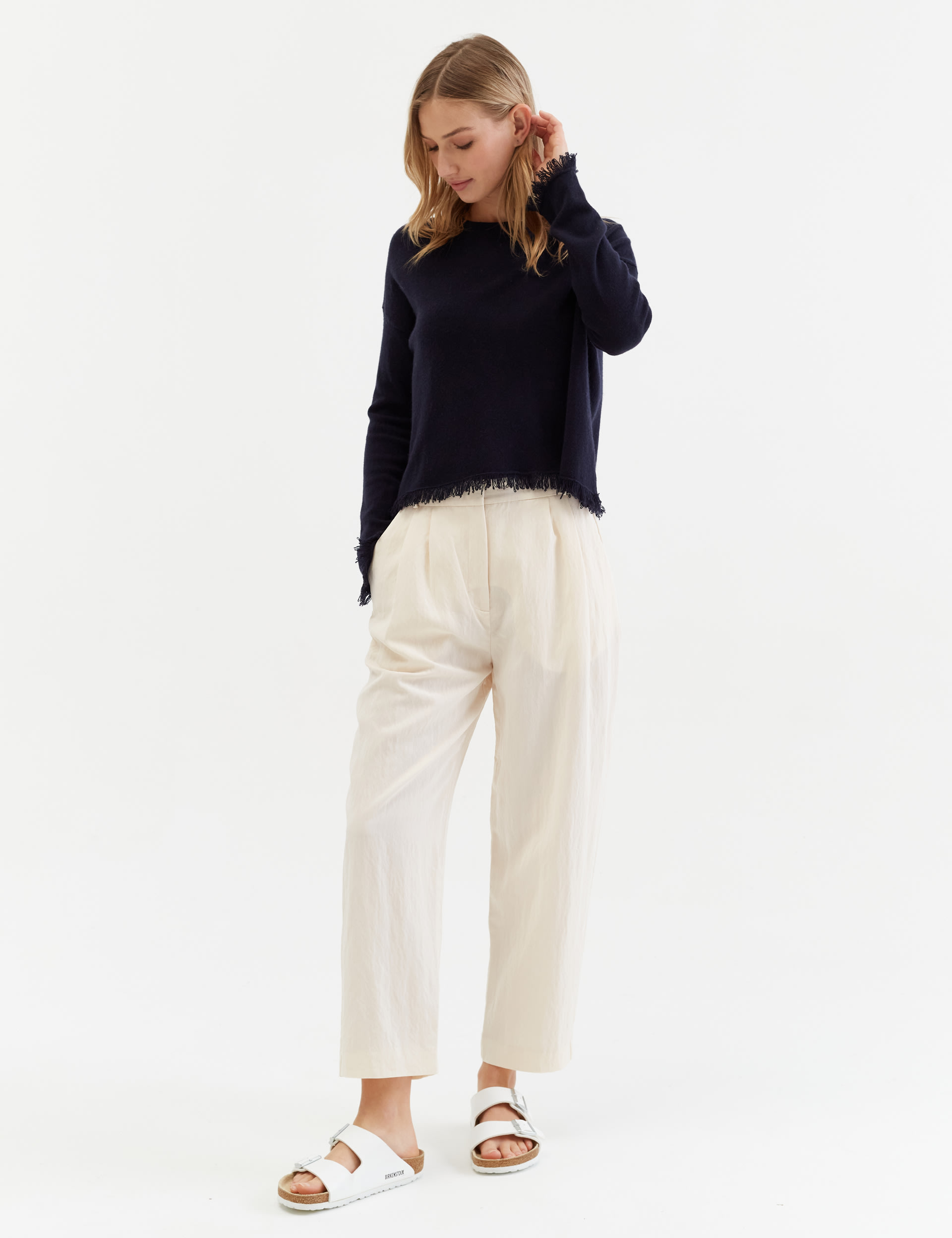 Wool Rich Fringed Jumper with Cashmere