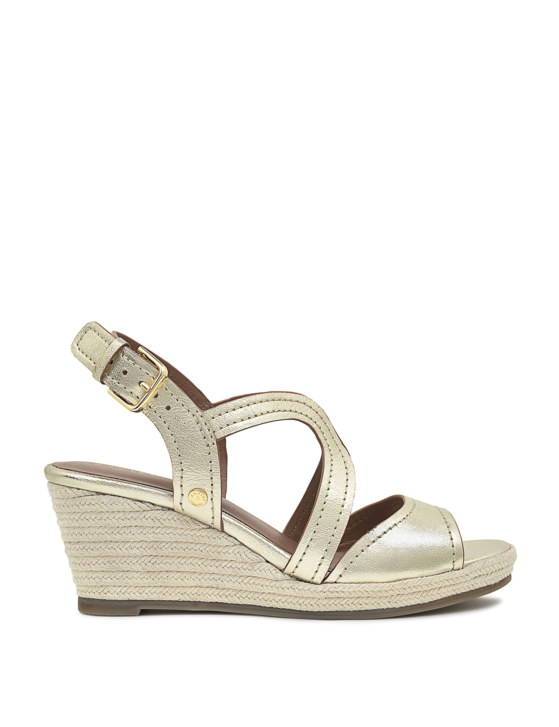 Leather Strappy Wedge Espadrille Sandals