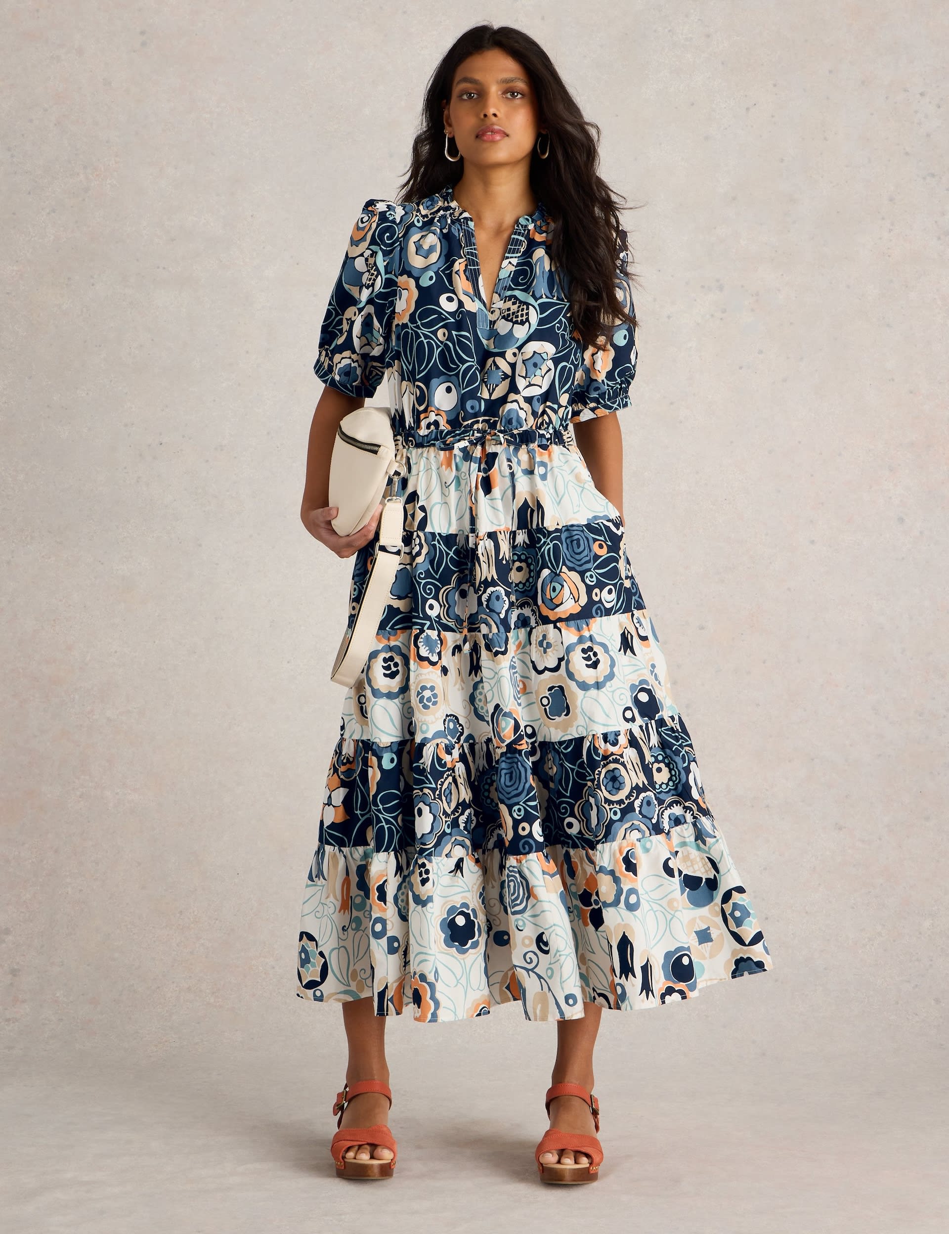 Pure Cotton Printed Midi Tiered Dress | White Stuff | M&S