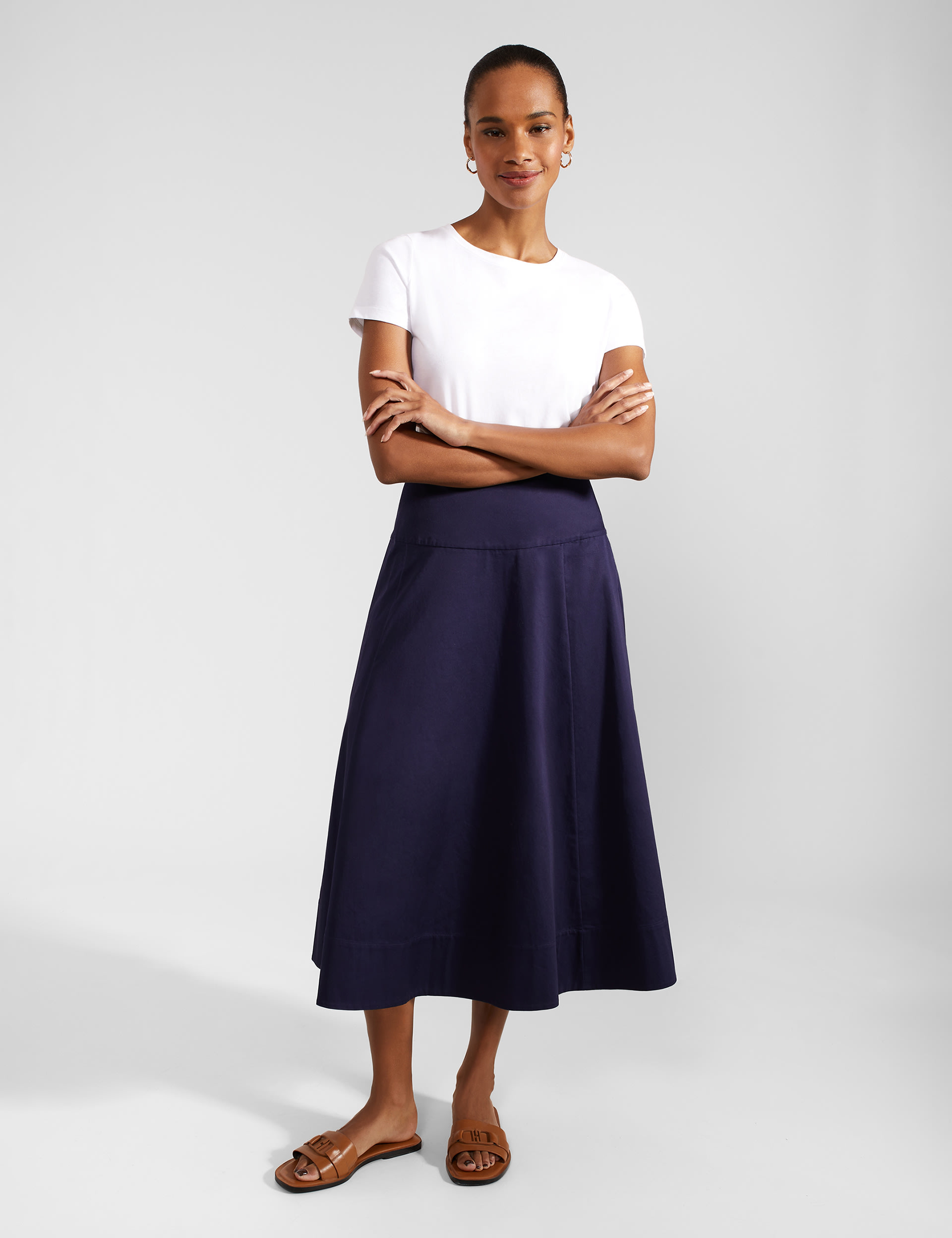 Pure Cotton Pleated Midi Skirt | HOBBS | M&S