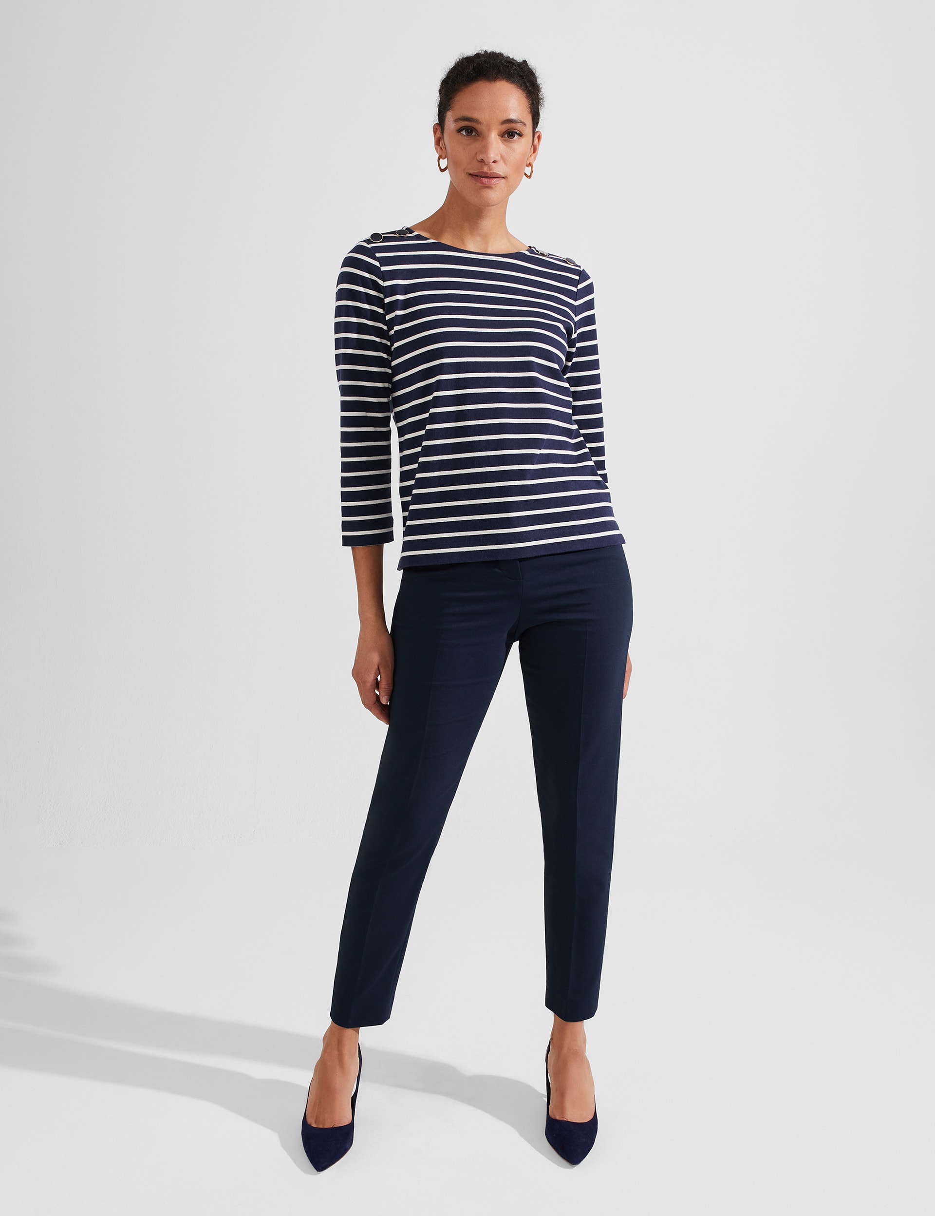 Cotton Blend Tapered Trousers | HOBBS | M&S