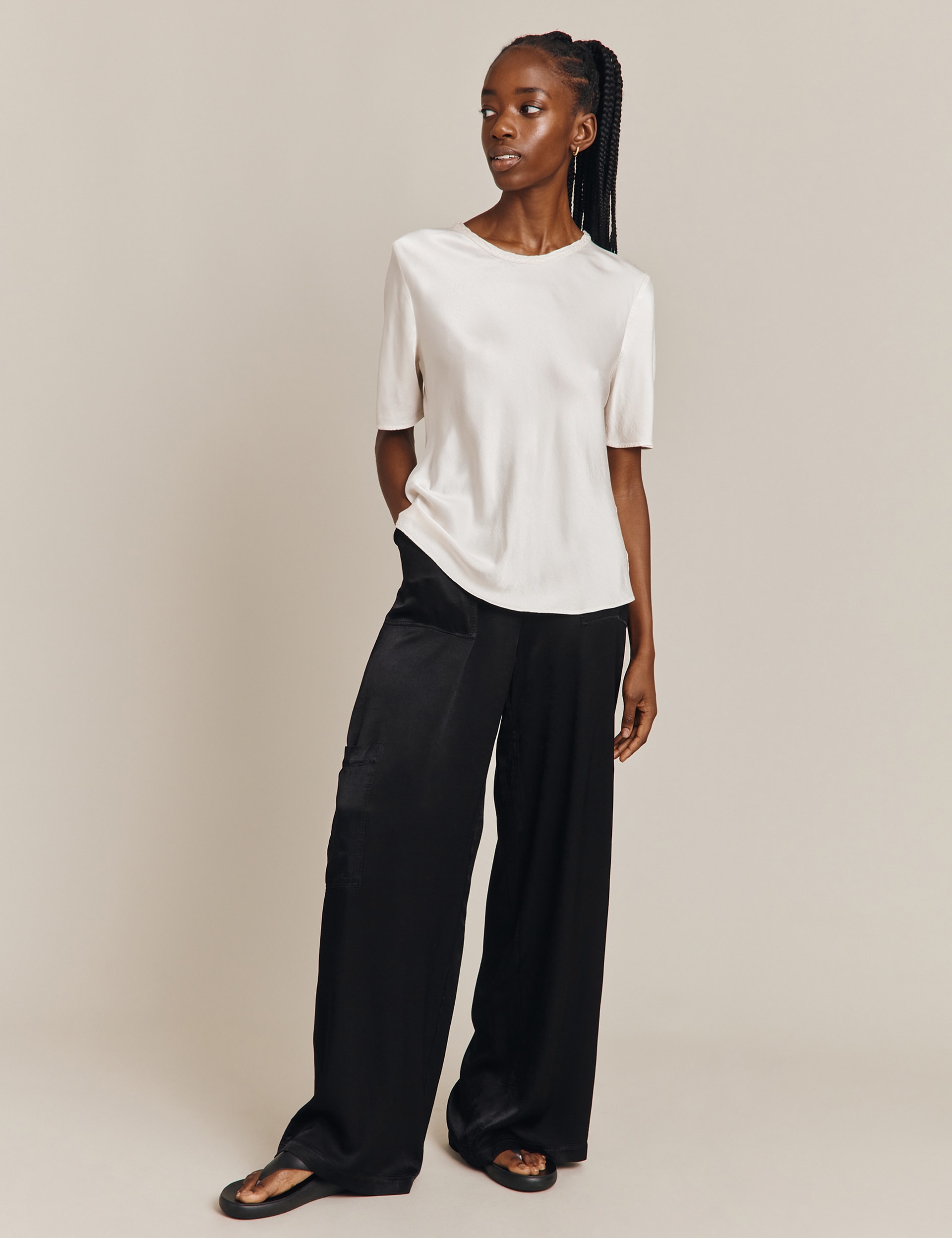 Satin Wide Leg Trousers | Ghost | M&S