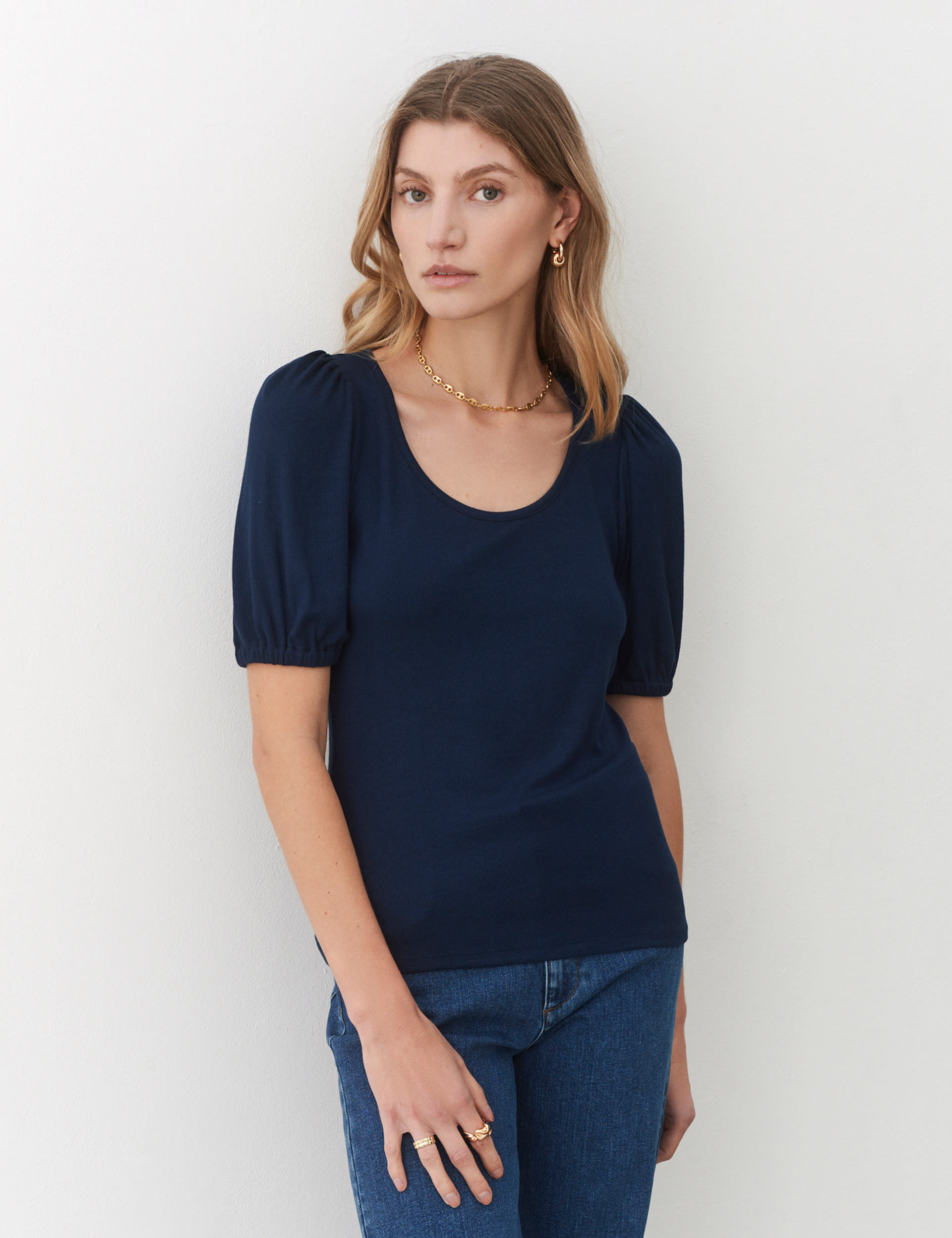 Marlowe Puff Sleeve Sparkling Top Champagne Silver
