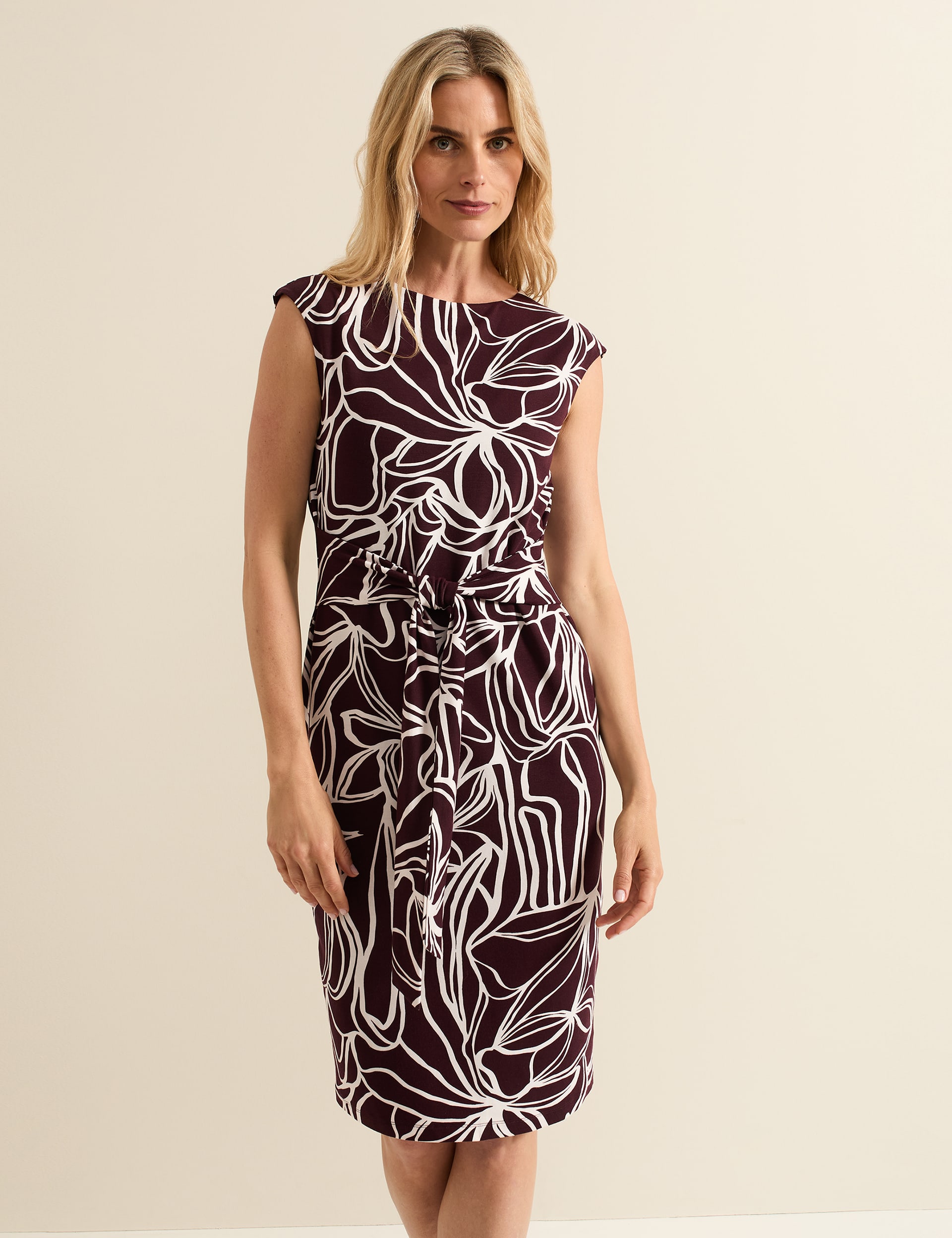 Jersey Printed Tie Waist Midi Bodycon Dress | Phase Eight | M&S