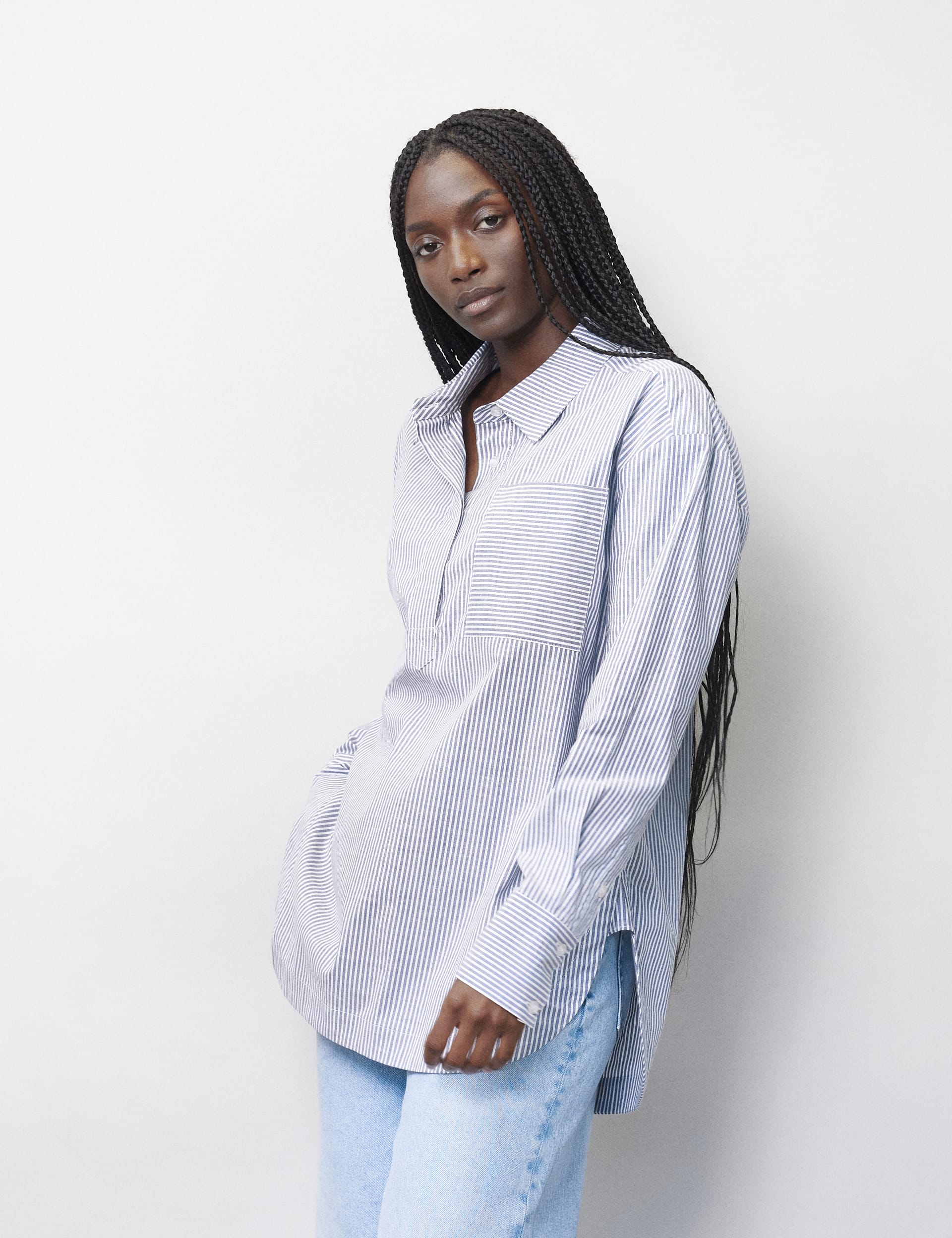 Striped Collared Pullover main image 1