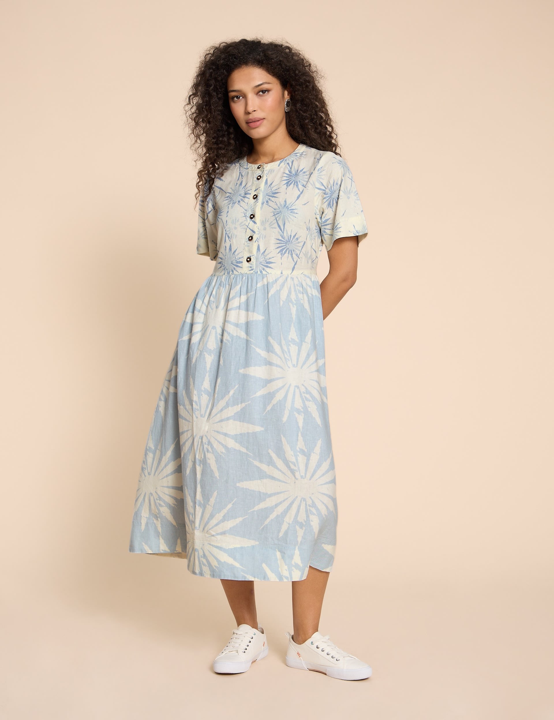 Linen Rich Floral Midi Waisted Dress | White Stuff | M&S