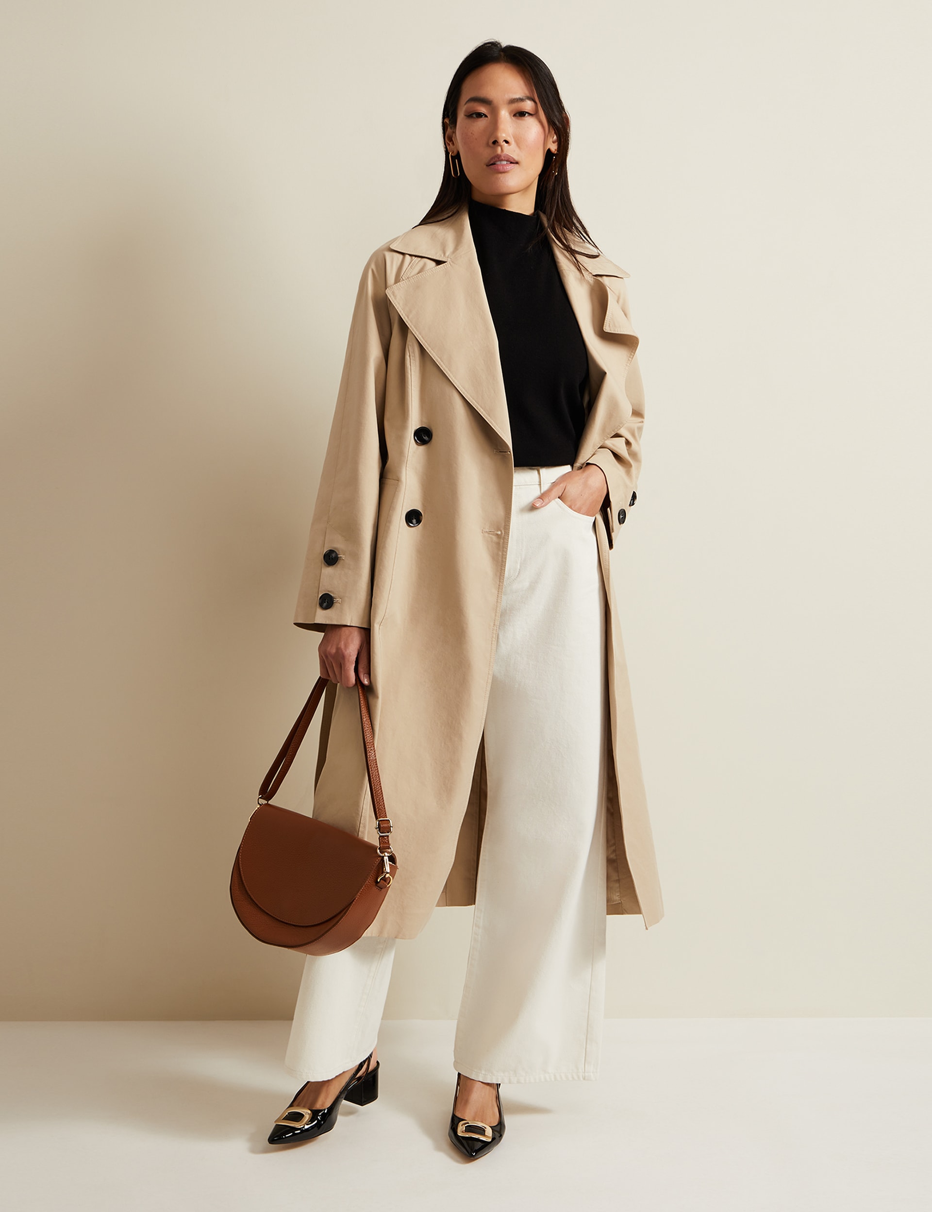 Cotton Rich Belted Collared Trench Coat | Phase Eight | M&S