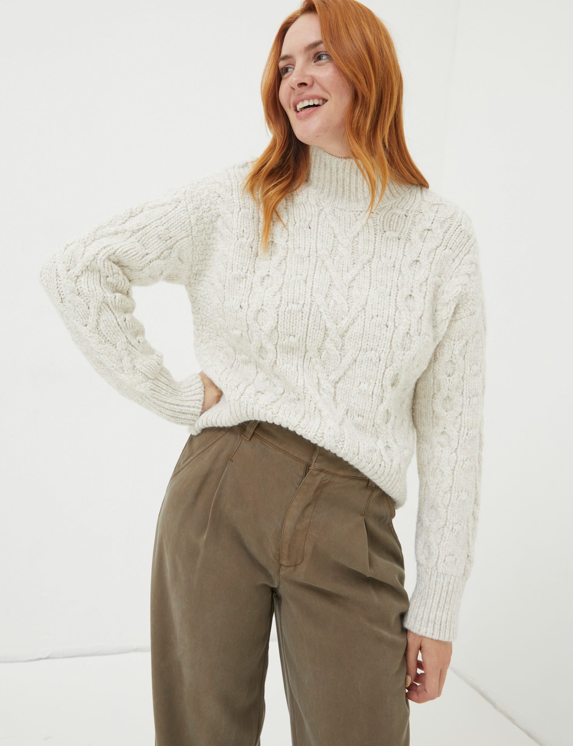 Cable Knit Roll Neck Jumper | FatFace | M&S