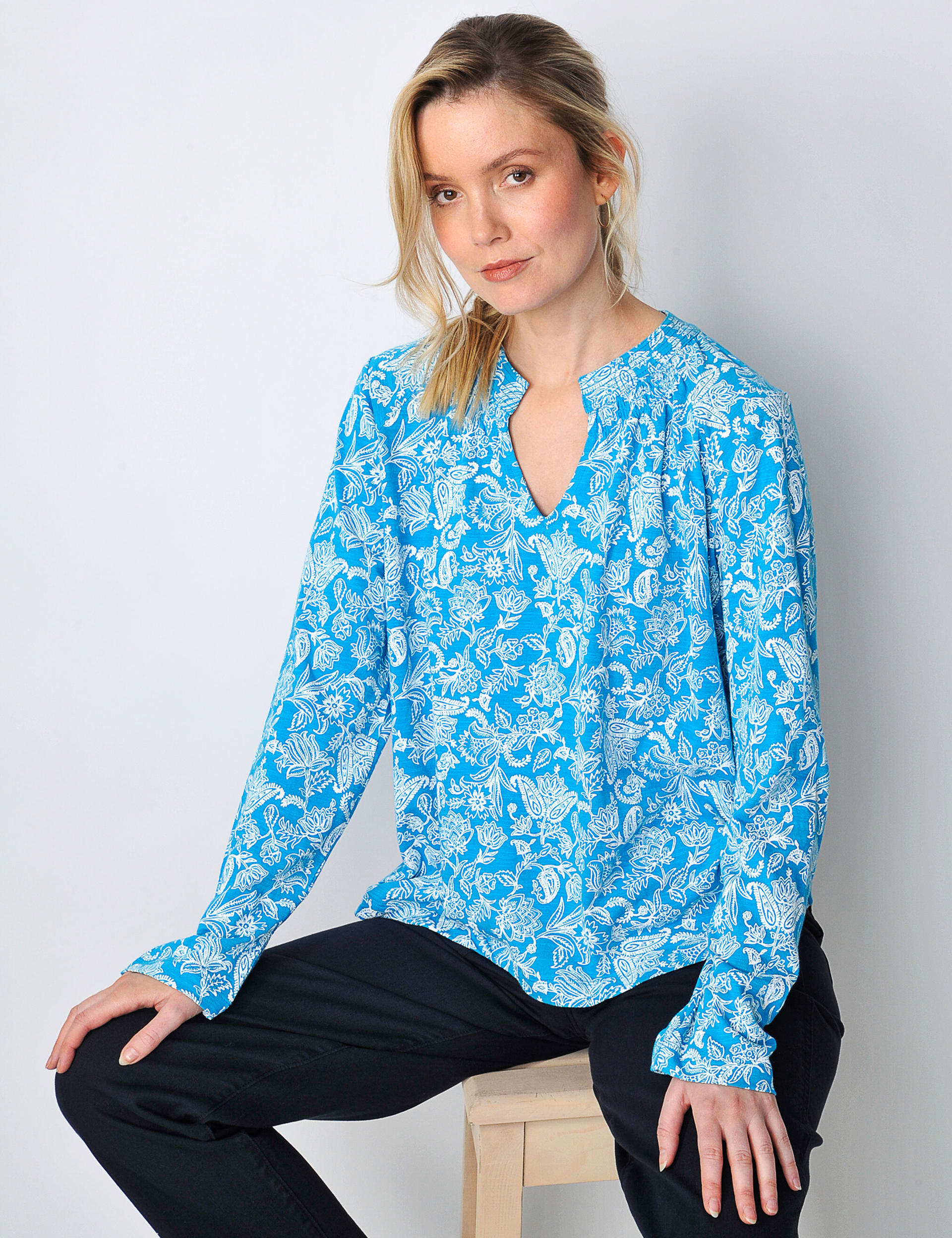 Modal Blend Printed V-Neck Blouse | Burgs | M&S